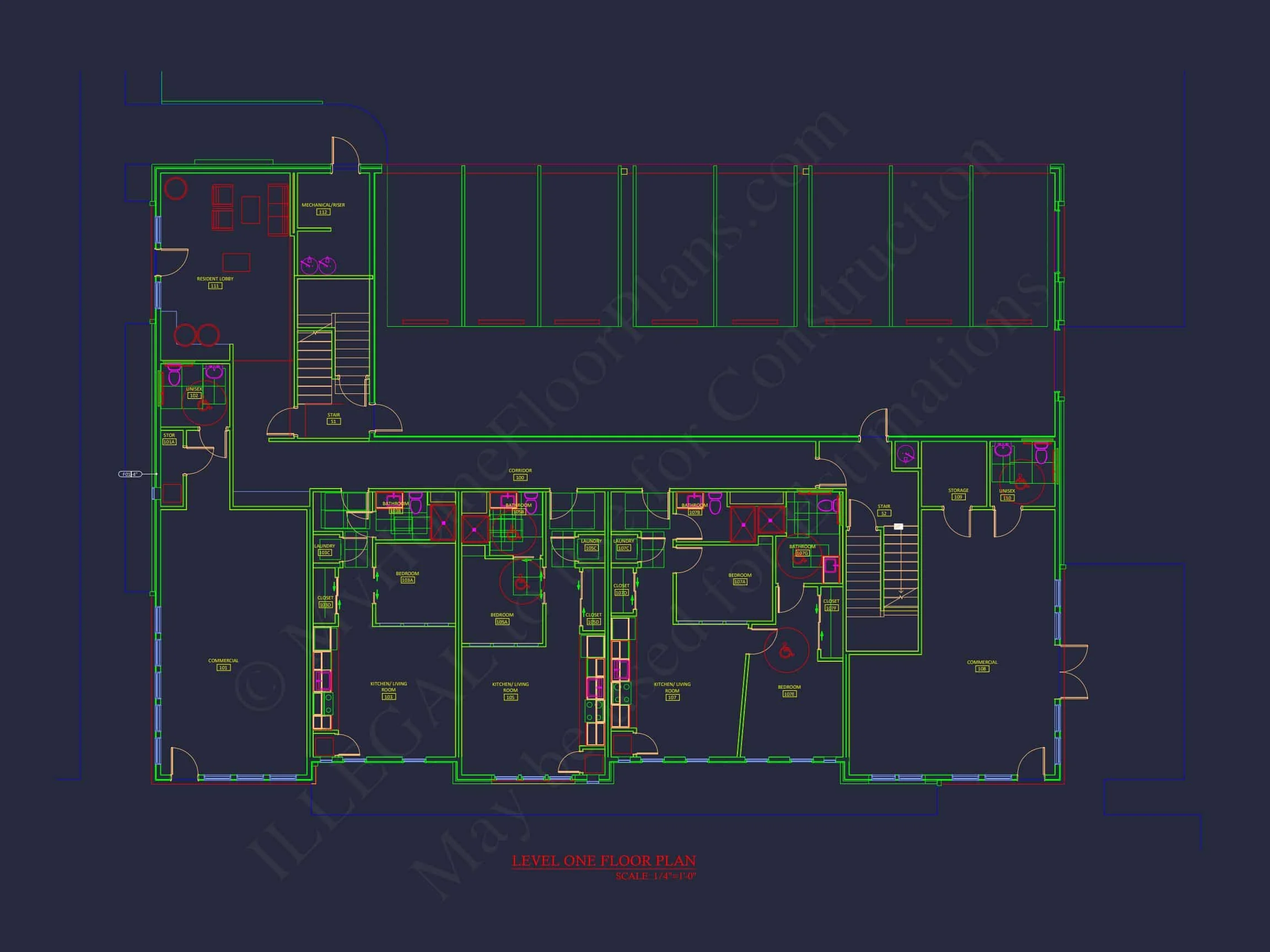 Modern Apartment Complex house Plan with Architectural Blueprints