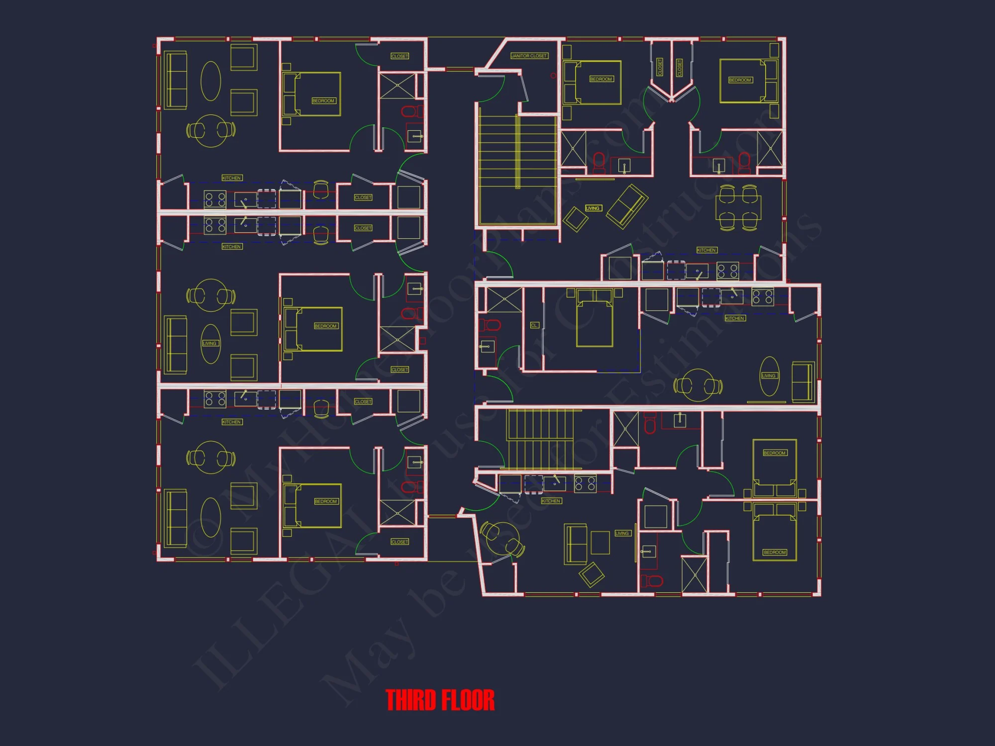Modern Apartment Complex Floor Plan with CAD Designs