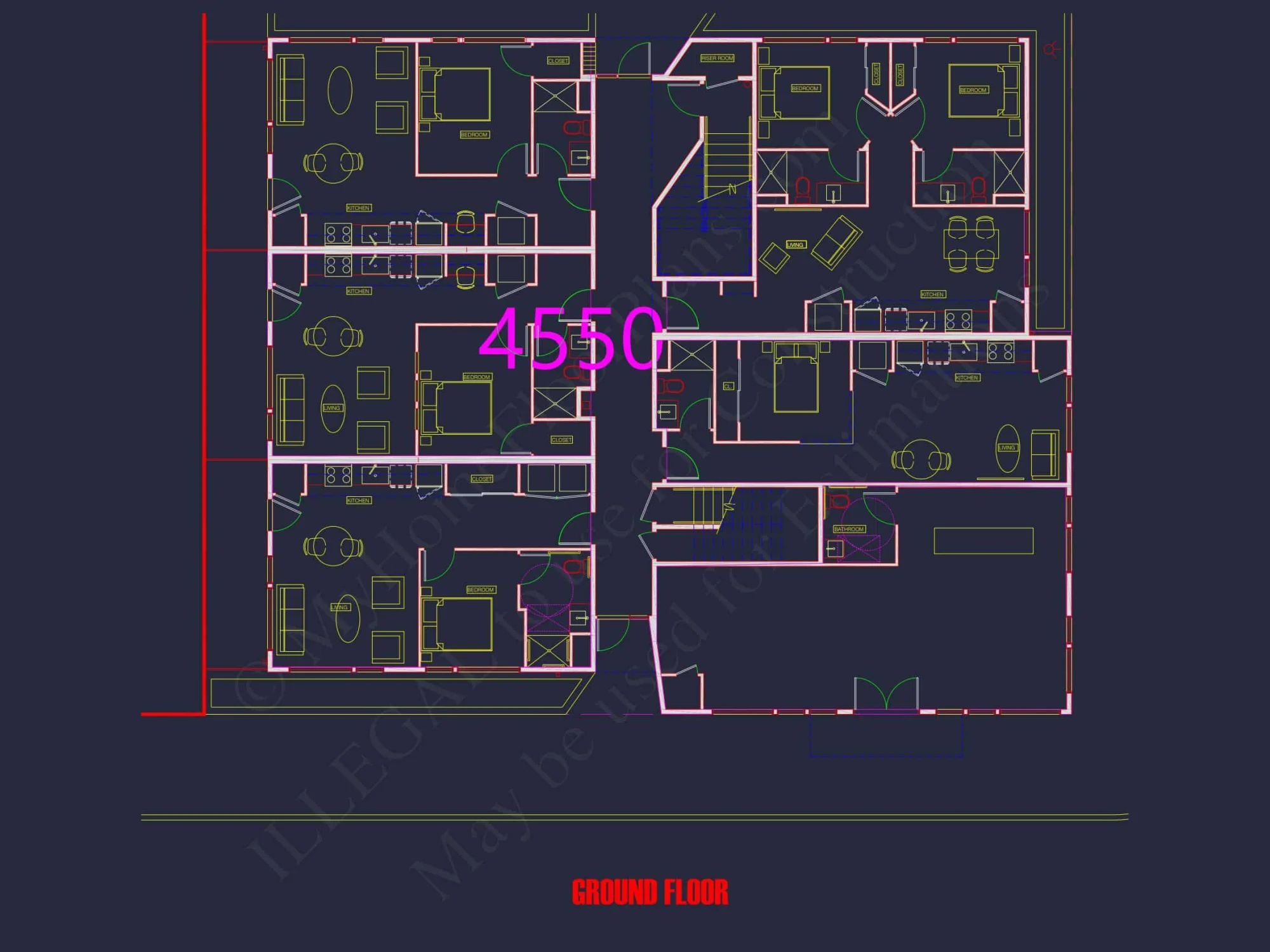Modern Apartment Complex Floor Plan with CAD Designs