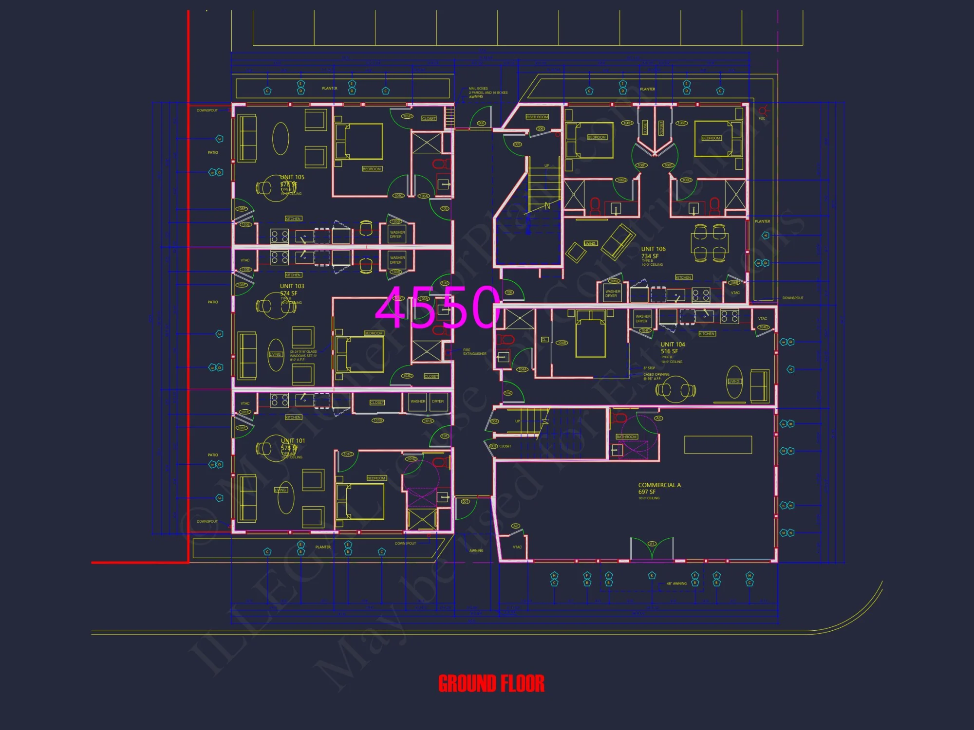 Modern Apartment Complex Floor Plan with CAD Designs