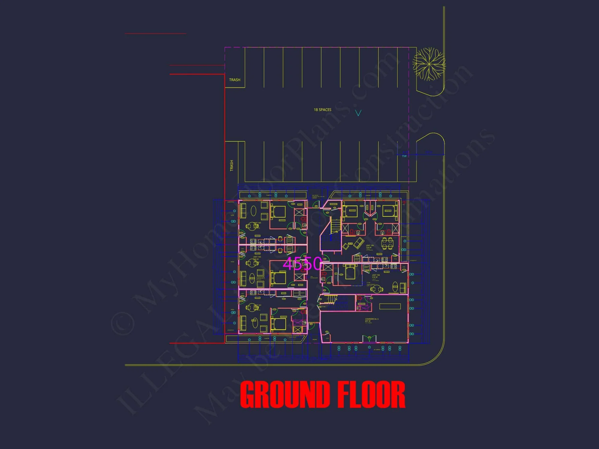 Modern Apartment Complex Floor Plan with CAD Designs