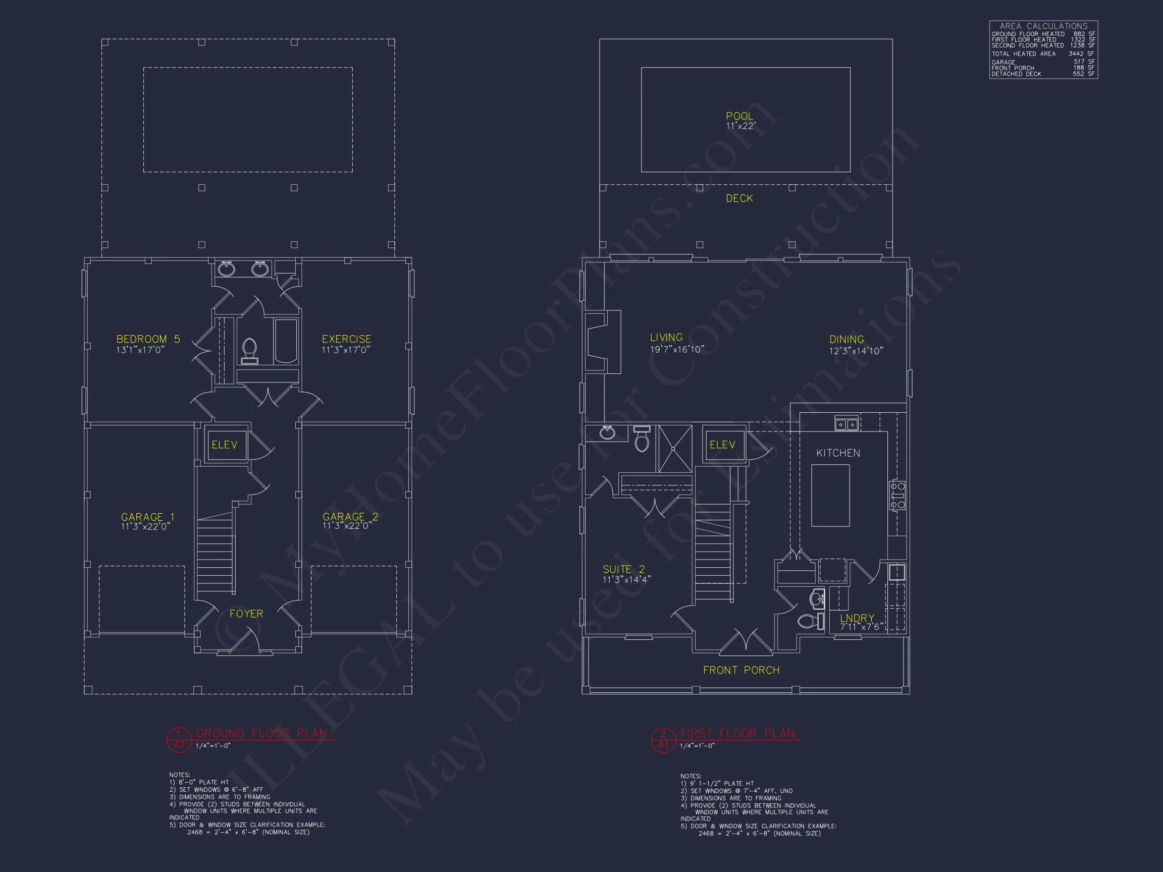 Modern Beach house CAD Plan with Coastal Architecture Options