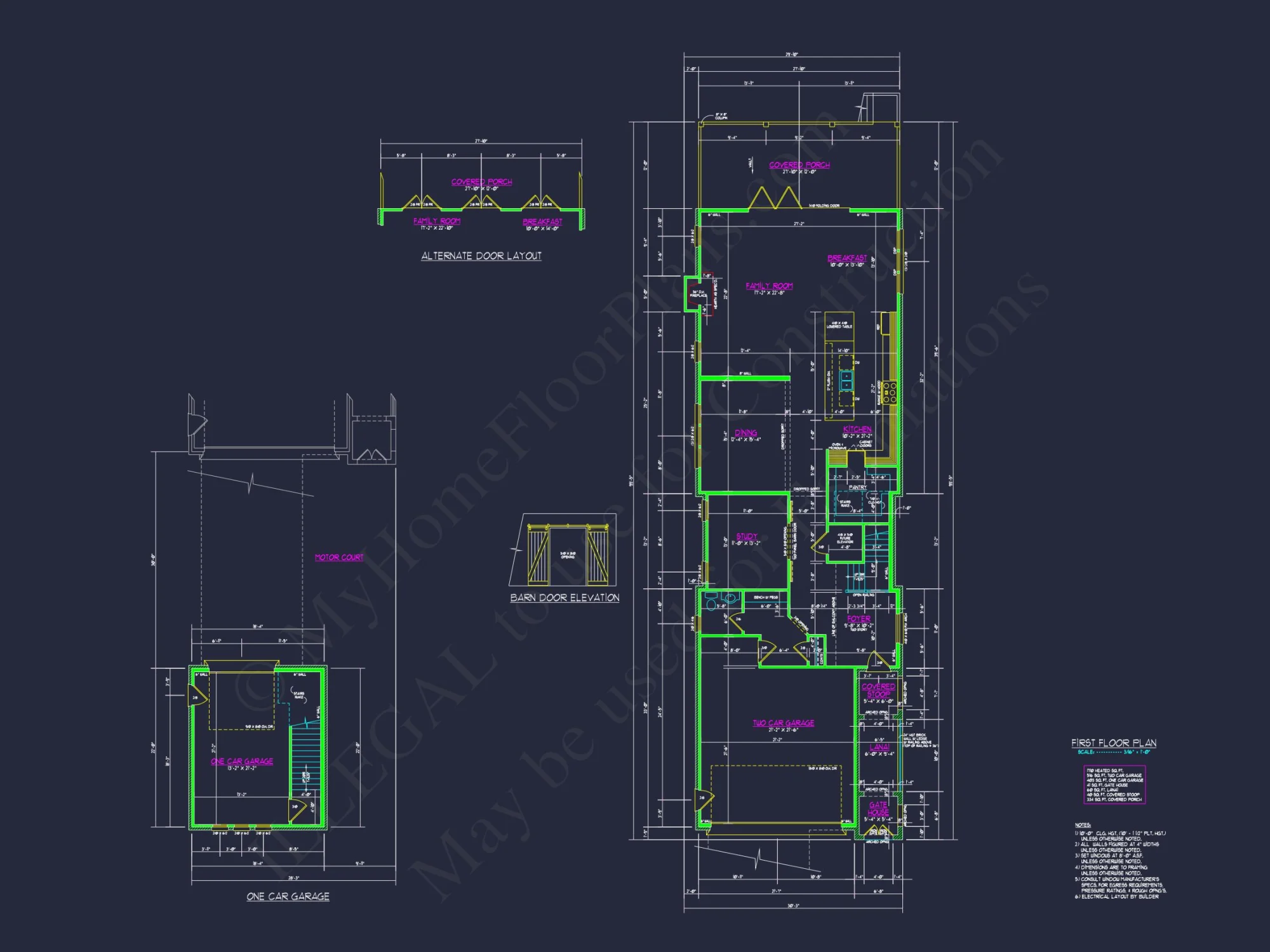 Charleston-Inspired house Plan with Detailed Floor Designs