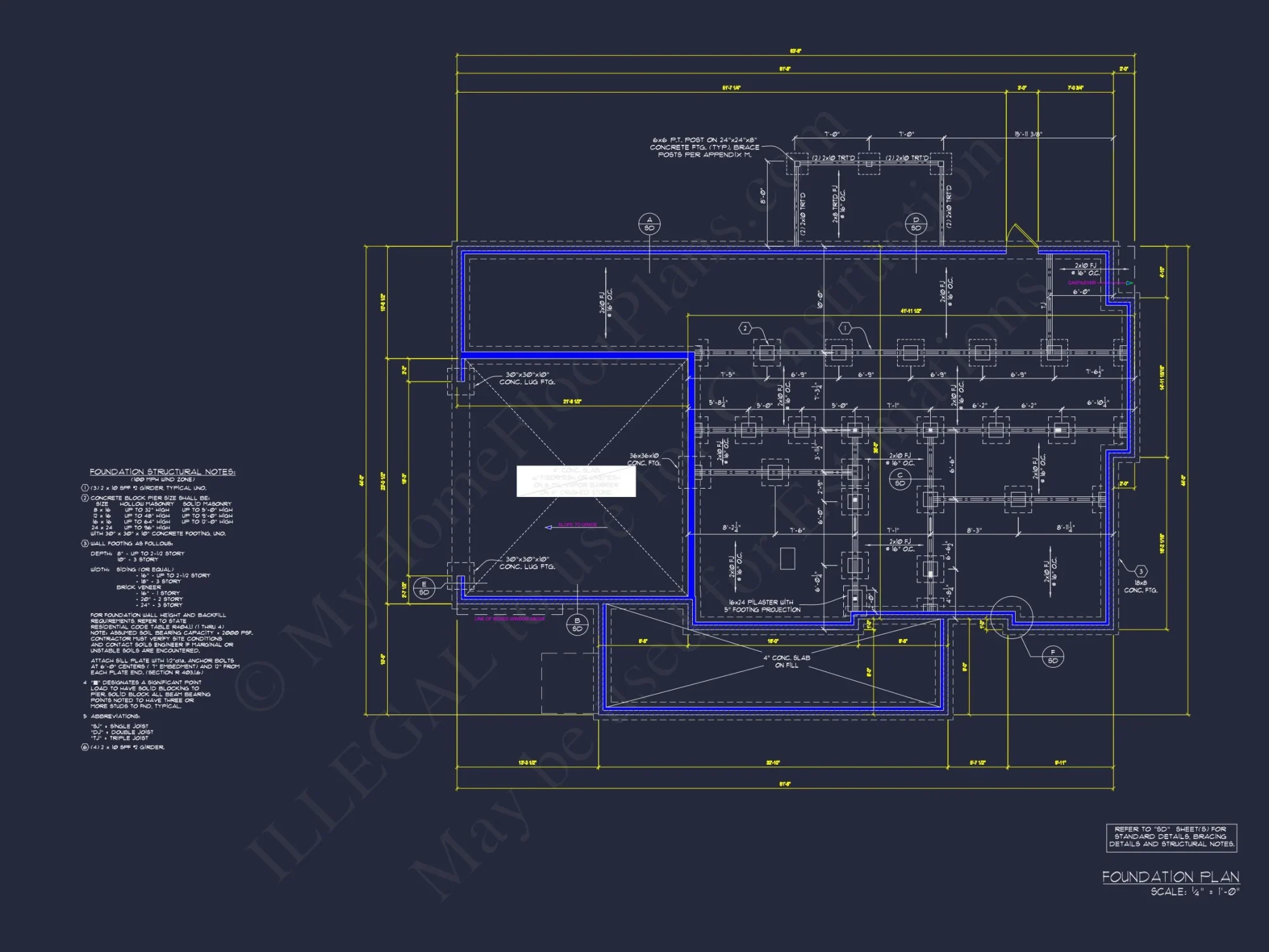 Modern house Plan with 2 Floors, CAD Blueprint & 5 Bedrooms