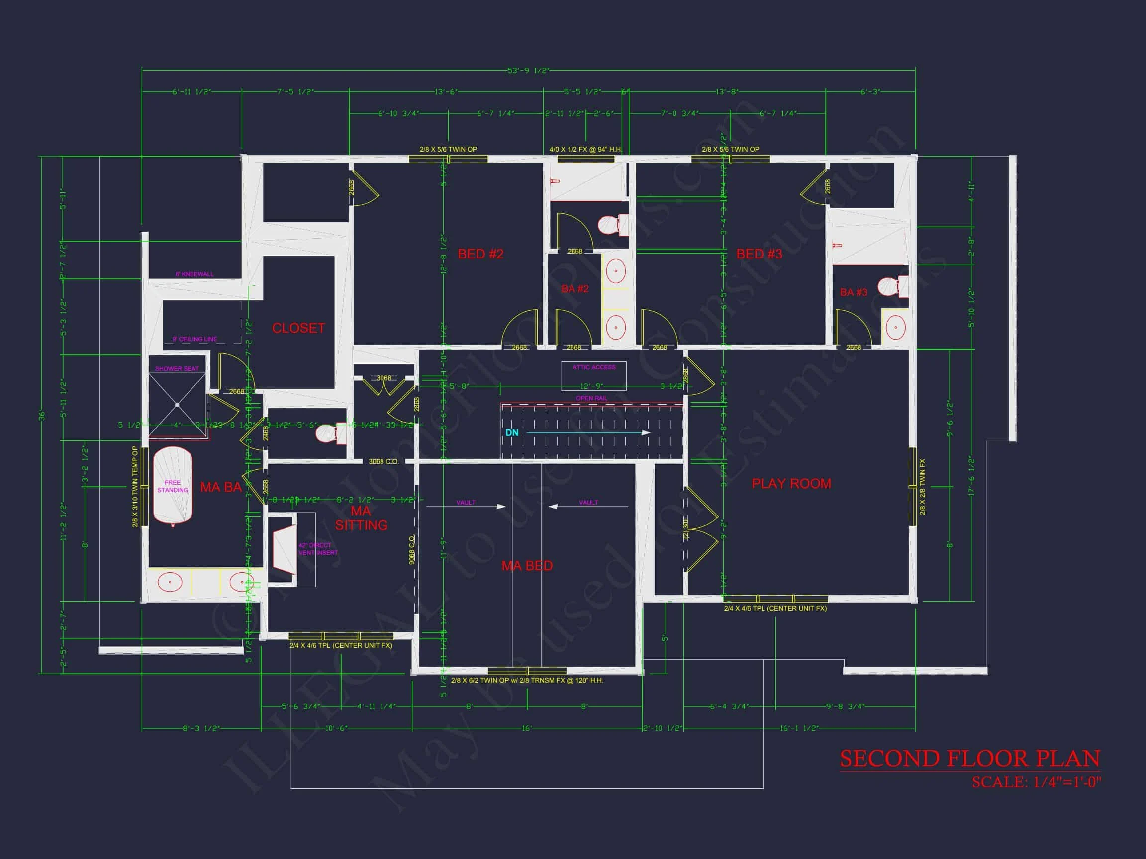 15-1490 HOUSE PLAN - Modern House Plan with 2 Floors, CAD Blueprint & 5 Bedrooms 44 Modern house Plan with 2 Floors, CAD Blueprint & 5 Bedrooms
