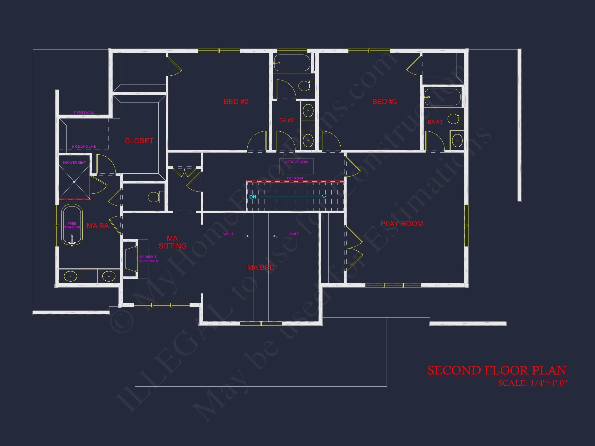 15-1490 HOUSE PLAN - Modern House Plan with 2 Floors, CAD Blueprint & 5 Bedrooms 42 Modern house Plan with 2 Floors, CAD Blueprint & 5 Bedrooms