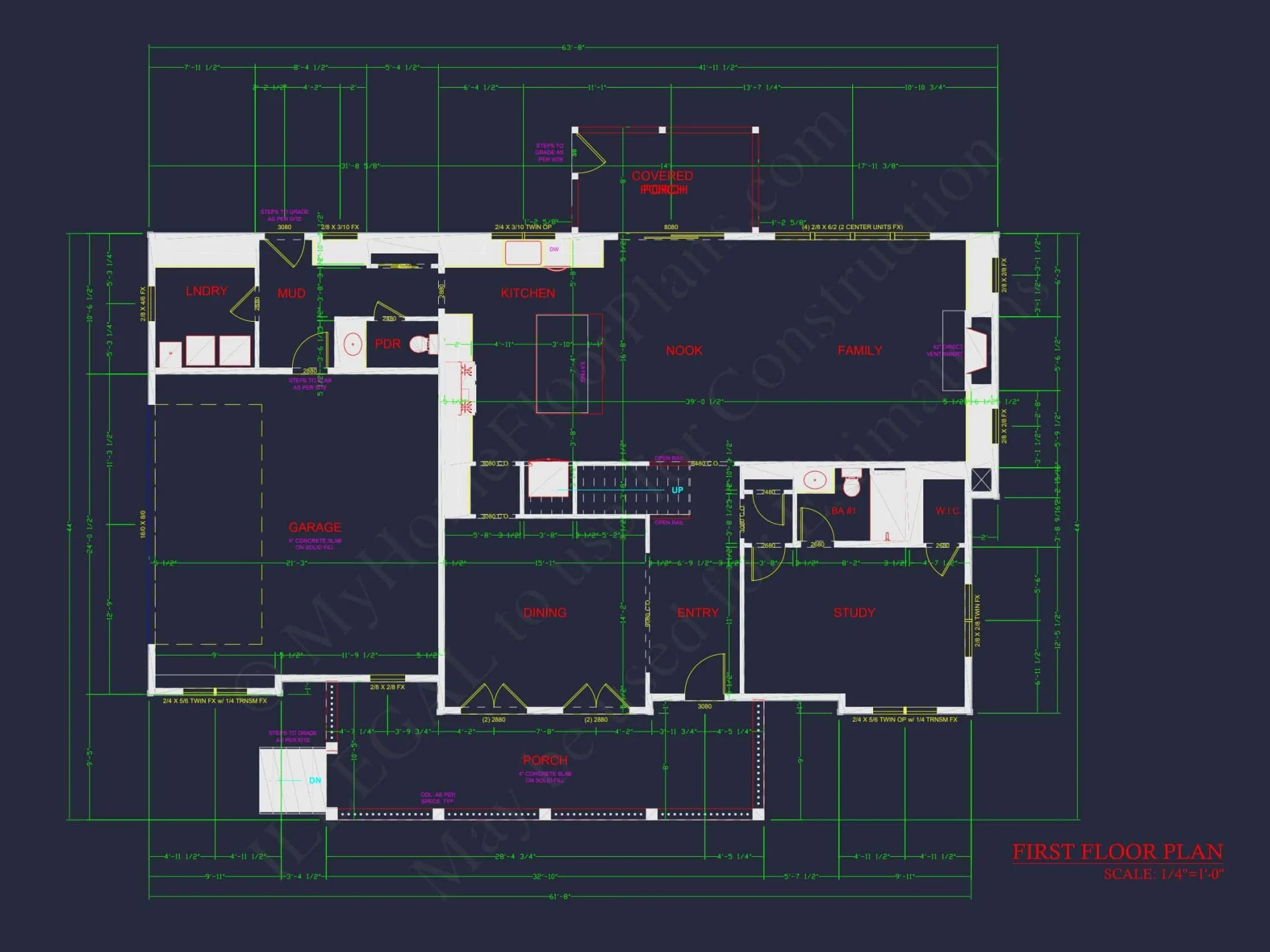Modern house Plan with 2 Floors, CAD Blueprint & 5 Bedrooms