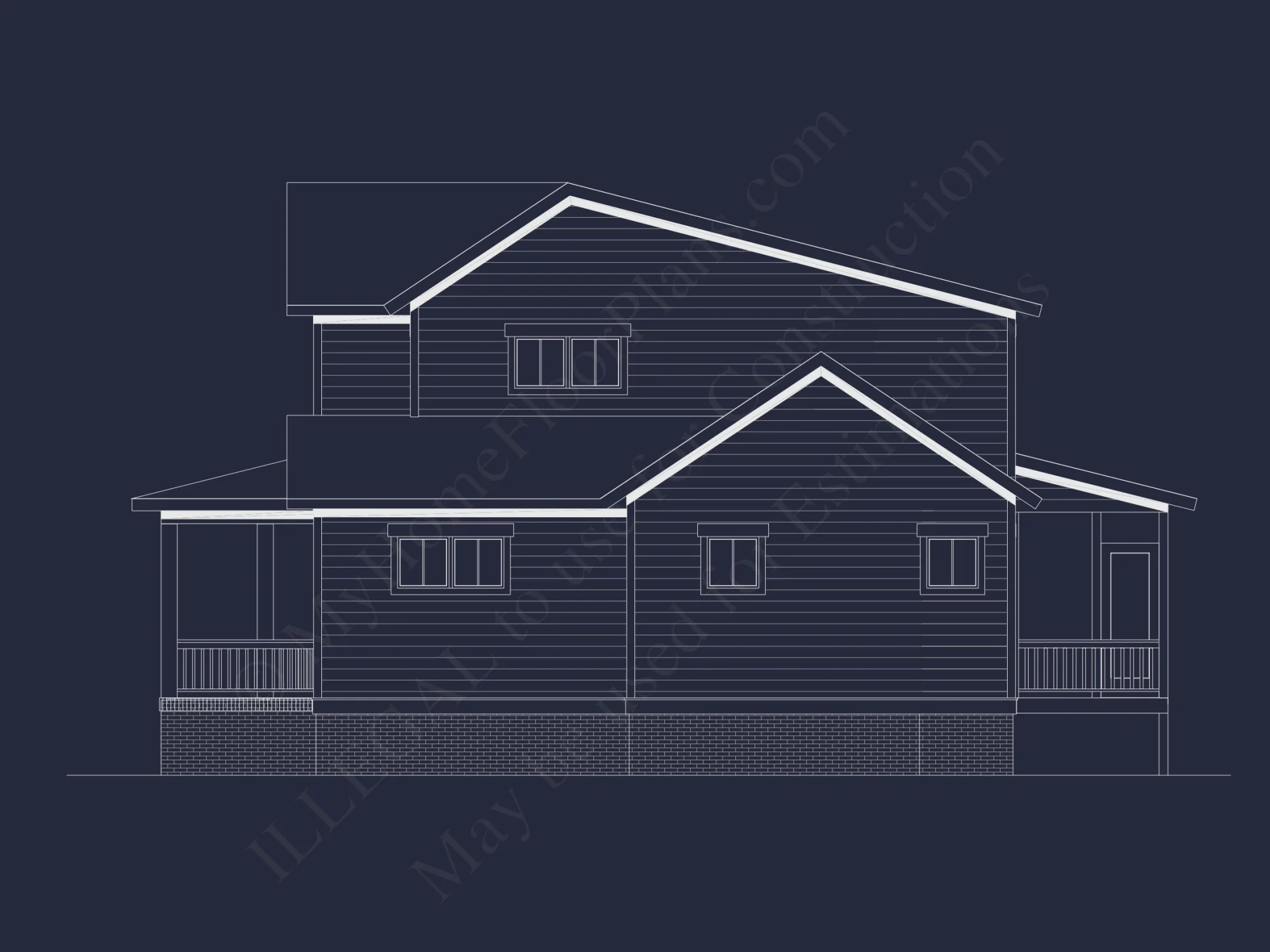 Modern house Plan with 2 Floors, CAD Blueprint & 5 Bedrooms