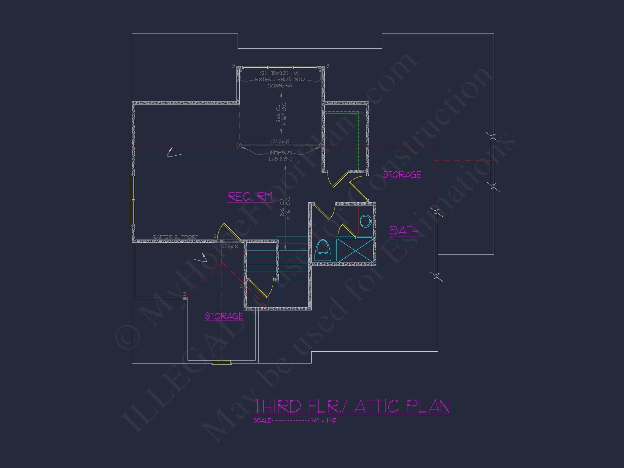Functional 5-Bedroom CAD house Plan With Bonus Features