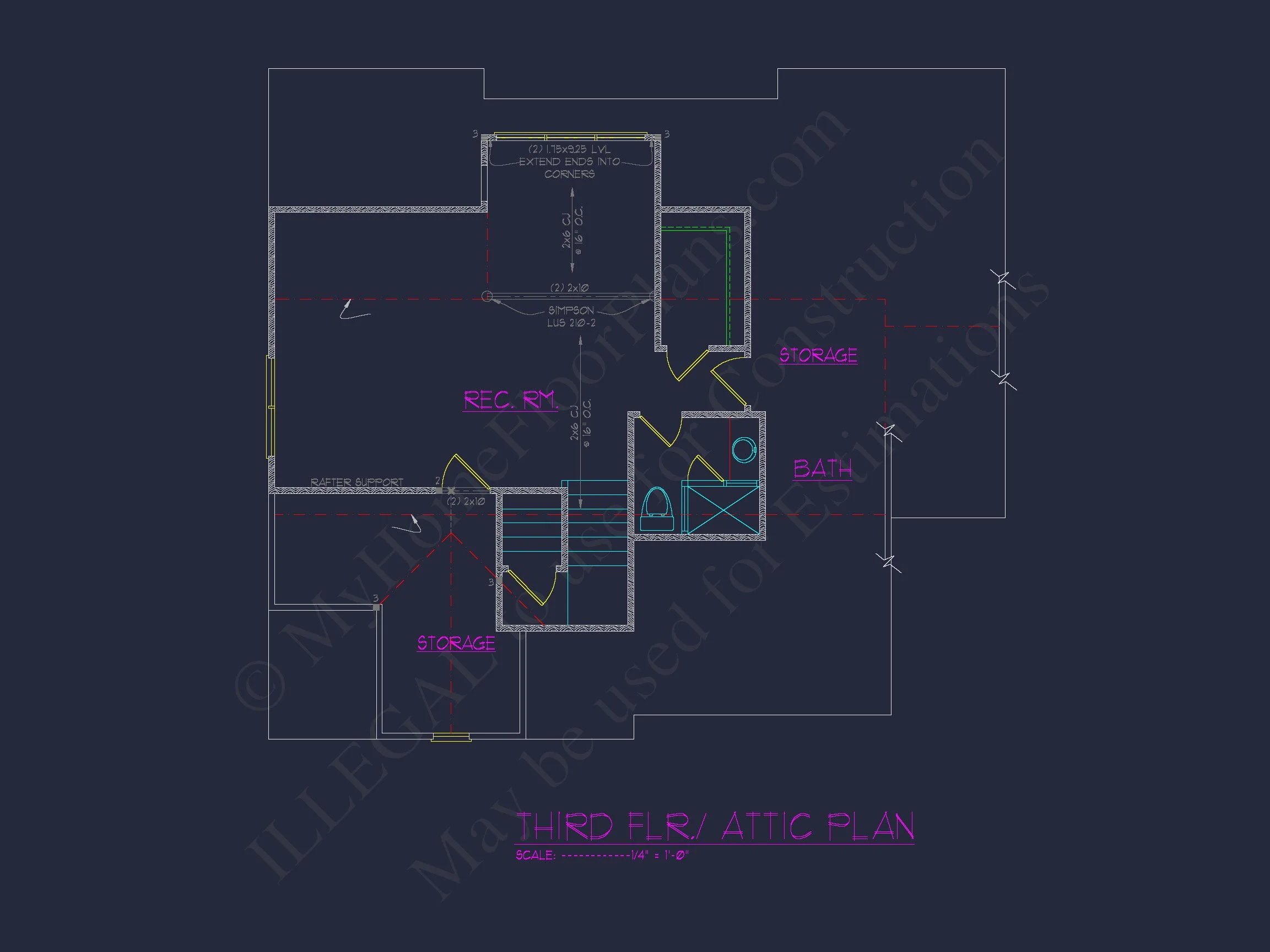 Functional 5-Bedroom CAD house Plan With Bonus Features