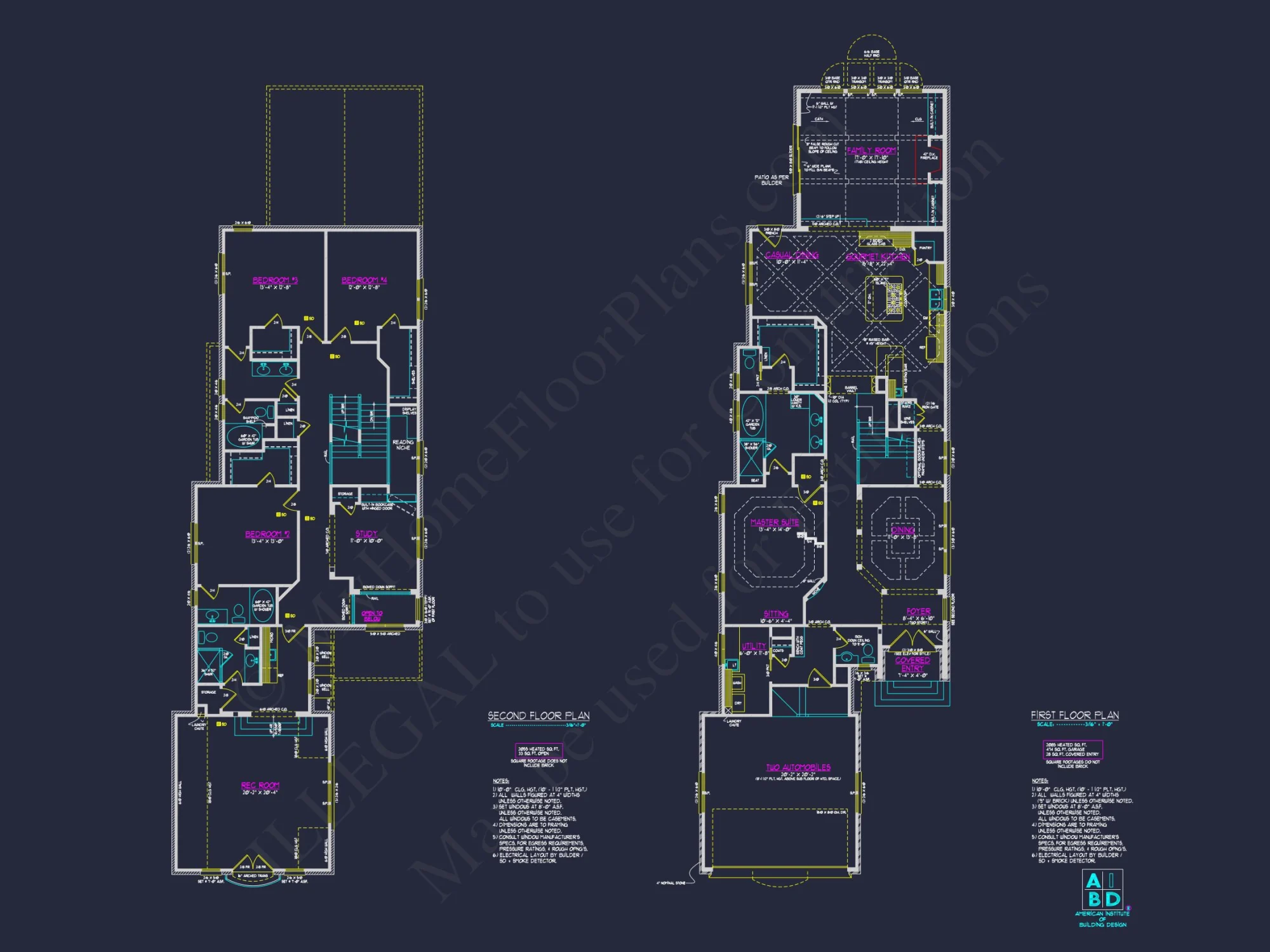 Modern 2-Story house Plan with CAD Blueprint and Unique Designs