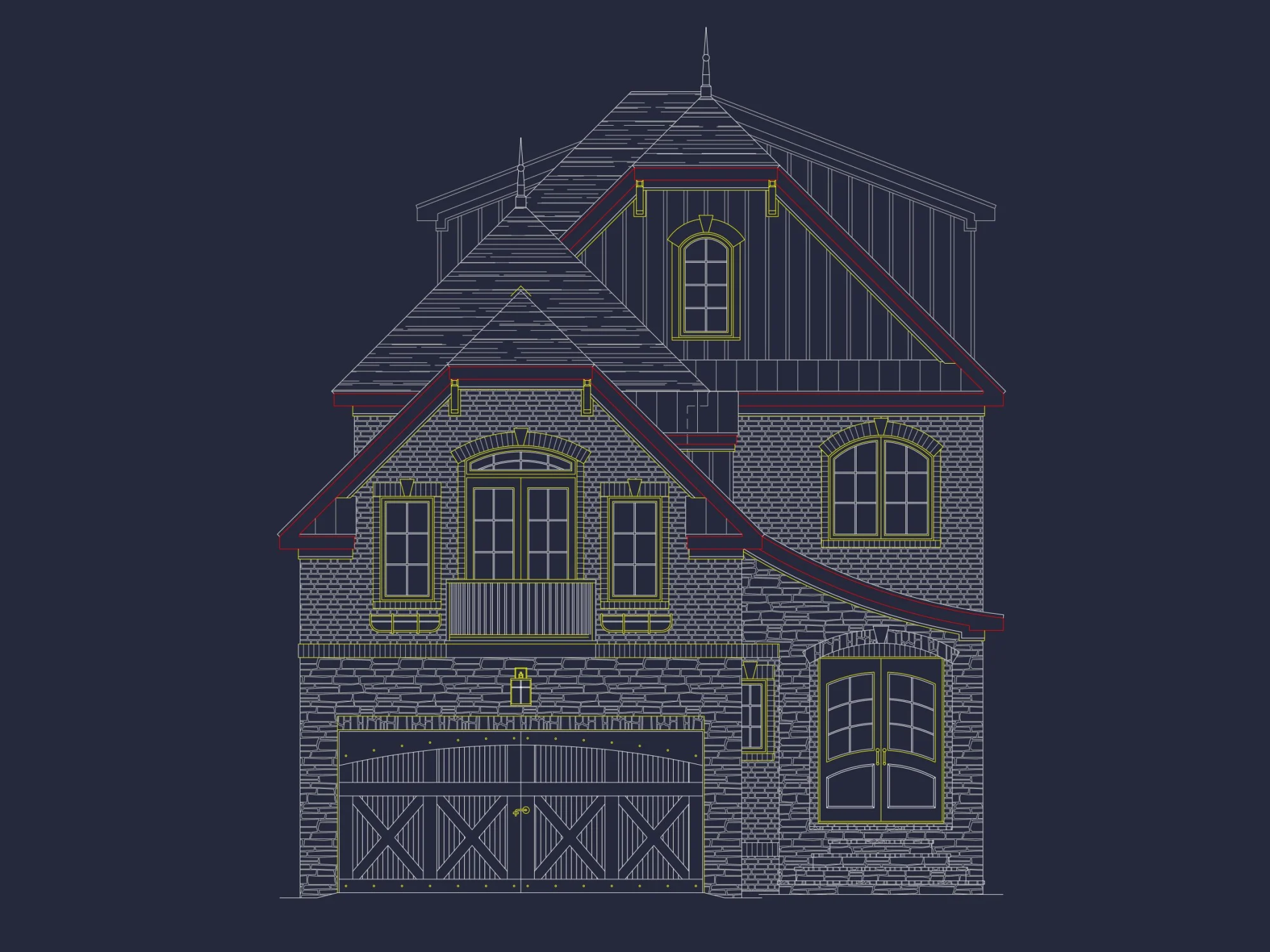 Modern 2-Story house Plan with CAD Blueprint and Unique Designs