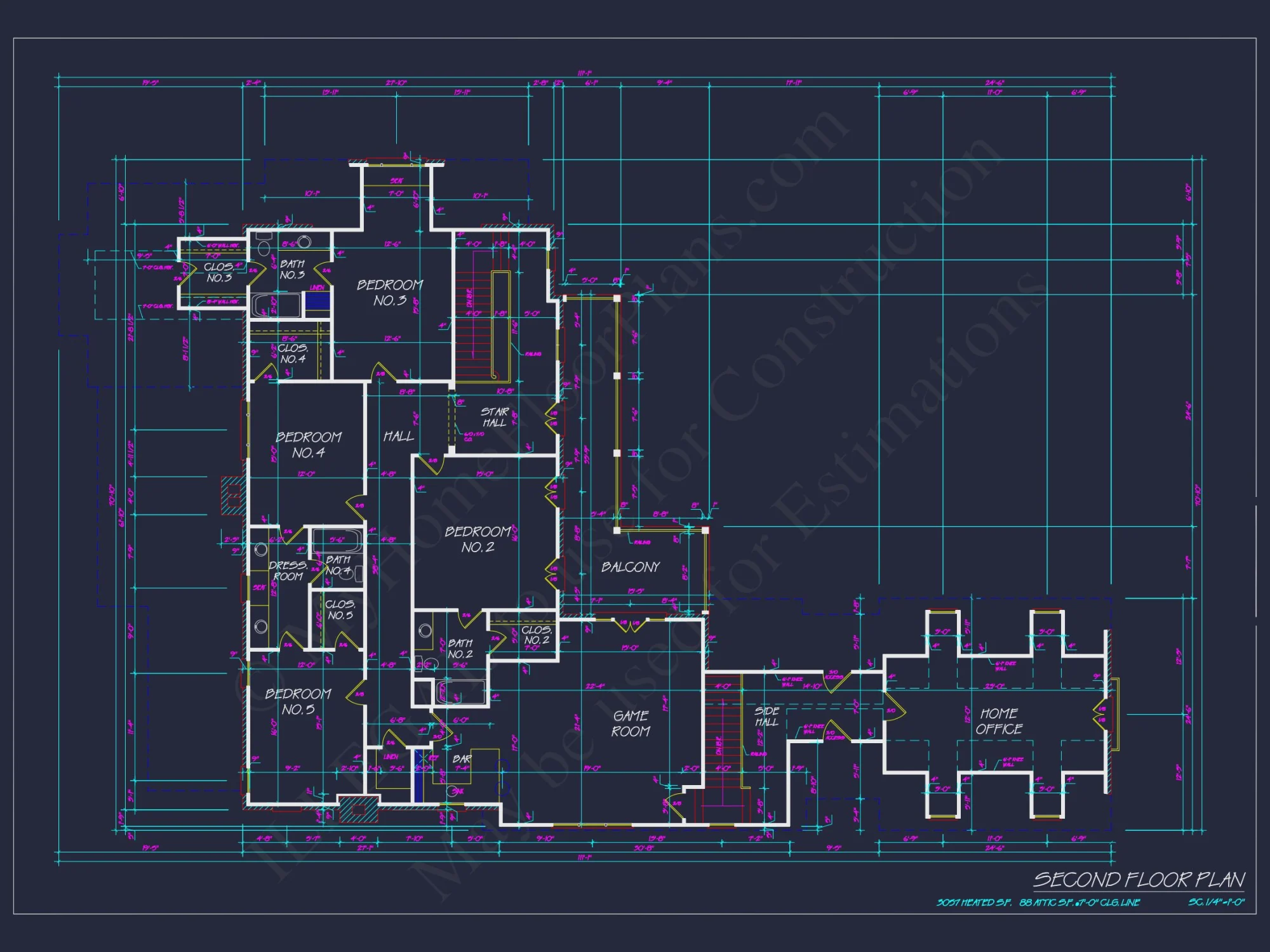 French Country house Plan with 5 Bedrooms and Spacious CAD Design