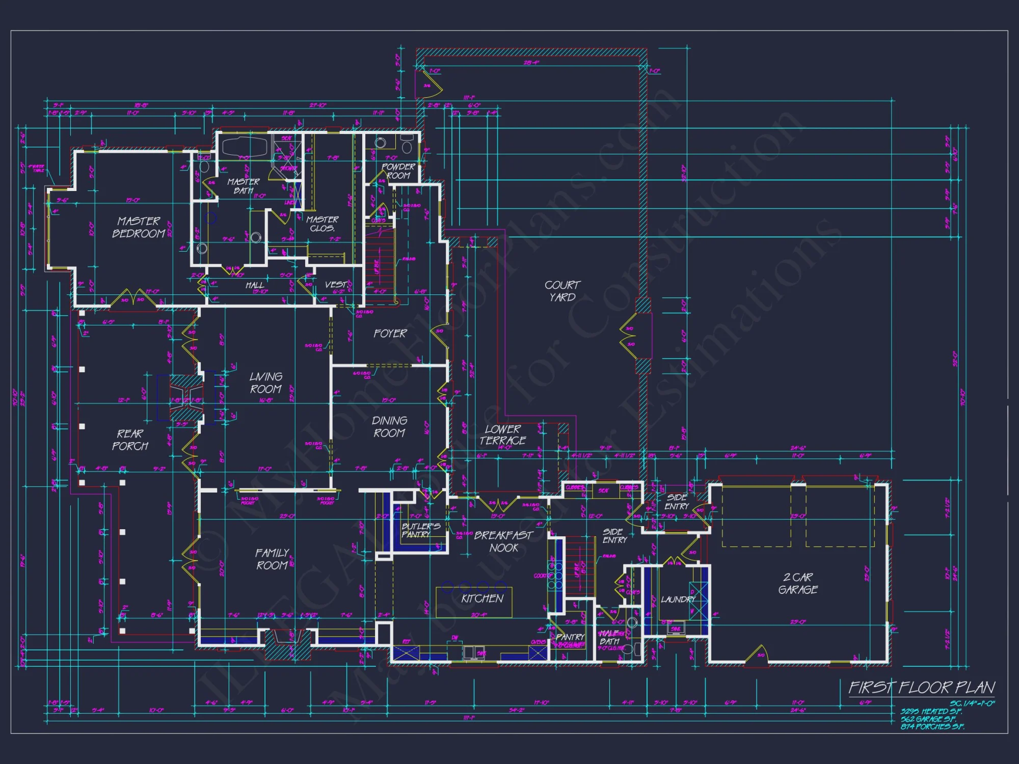 French Country house Plan with 5 Bedrooms and Spacious CAD Design