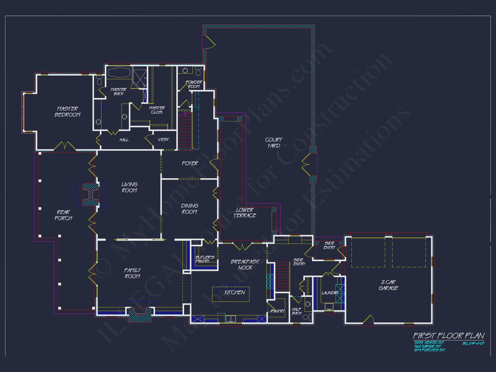 French Country house Plan with 5 Bedrooms and Spacious CAD Design