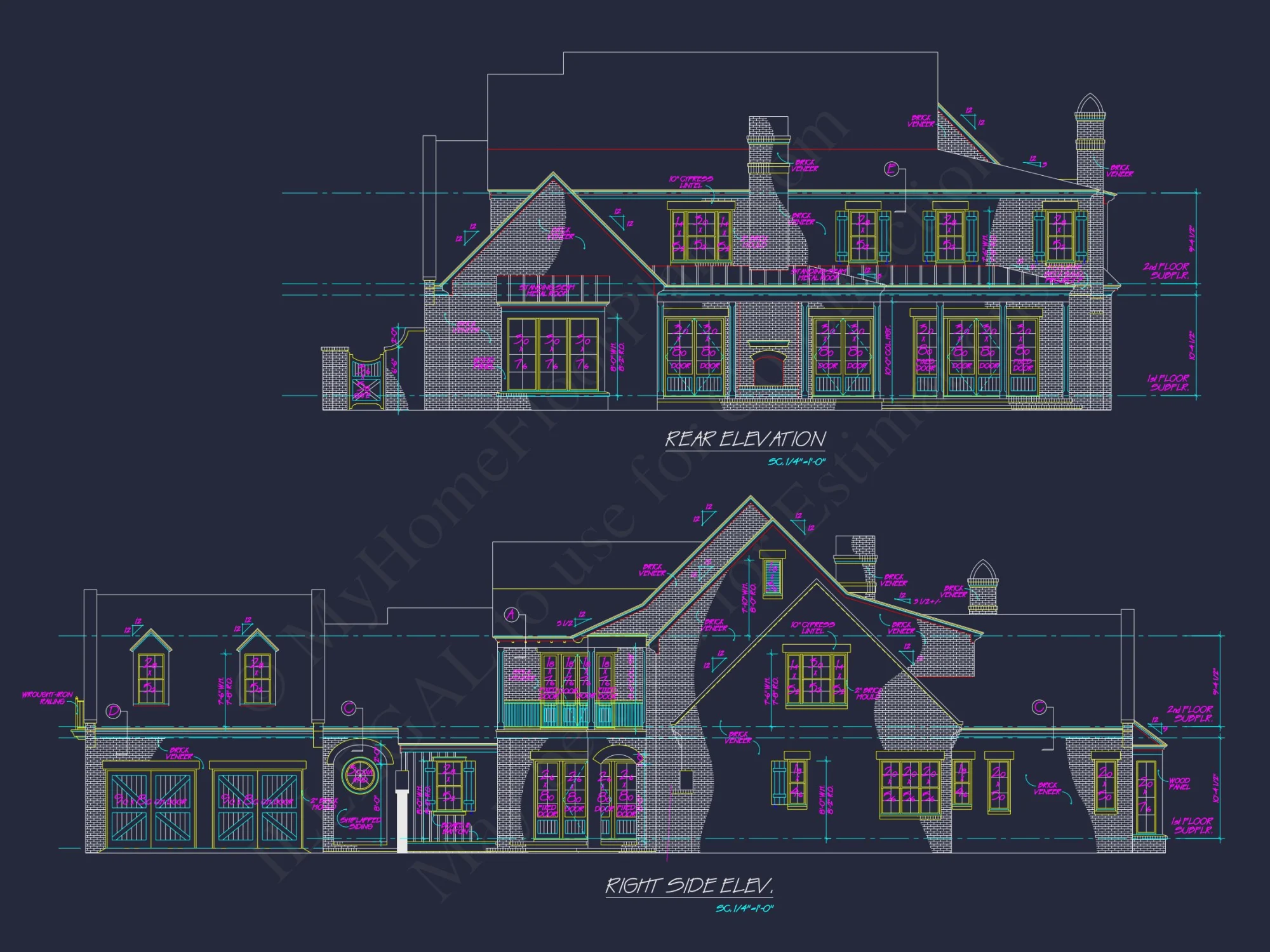 French Country house Plan with 5 Bedrooms and Spacious CAD Design