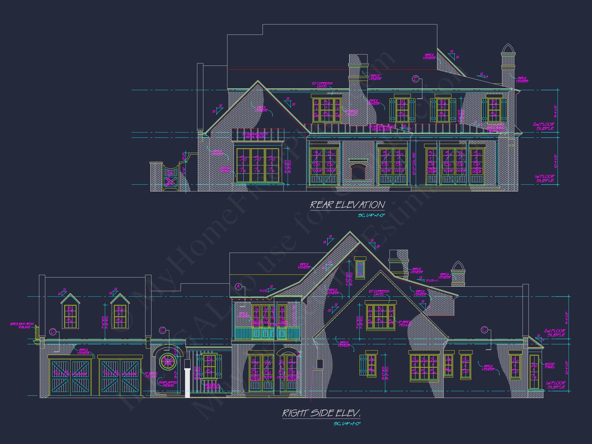 French Country house Plan with 5 Bedrooms and Spacious CAD Design