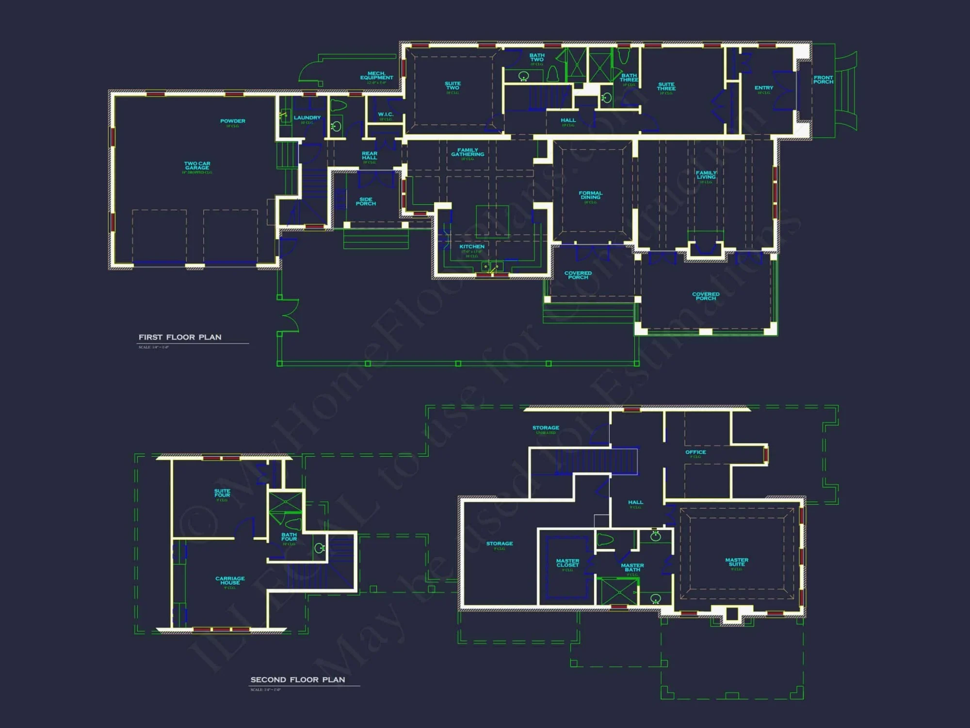 Traditional house Plan with 2 Floors, 4 Bedrooms, and Open CAD Designs