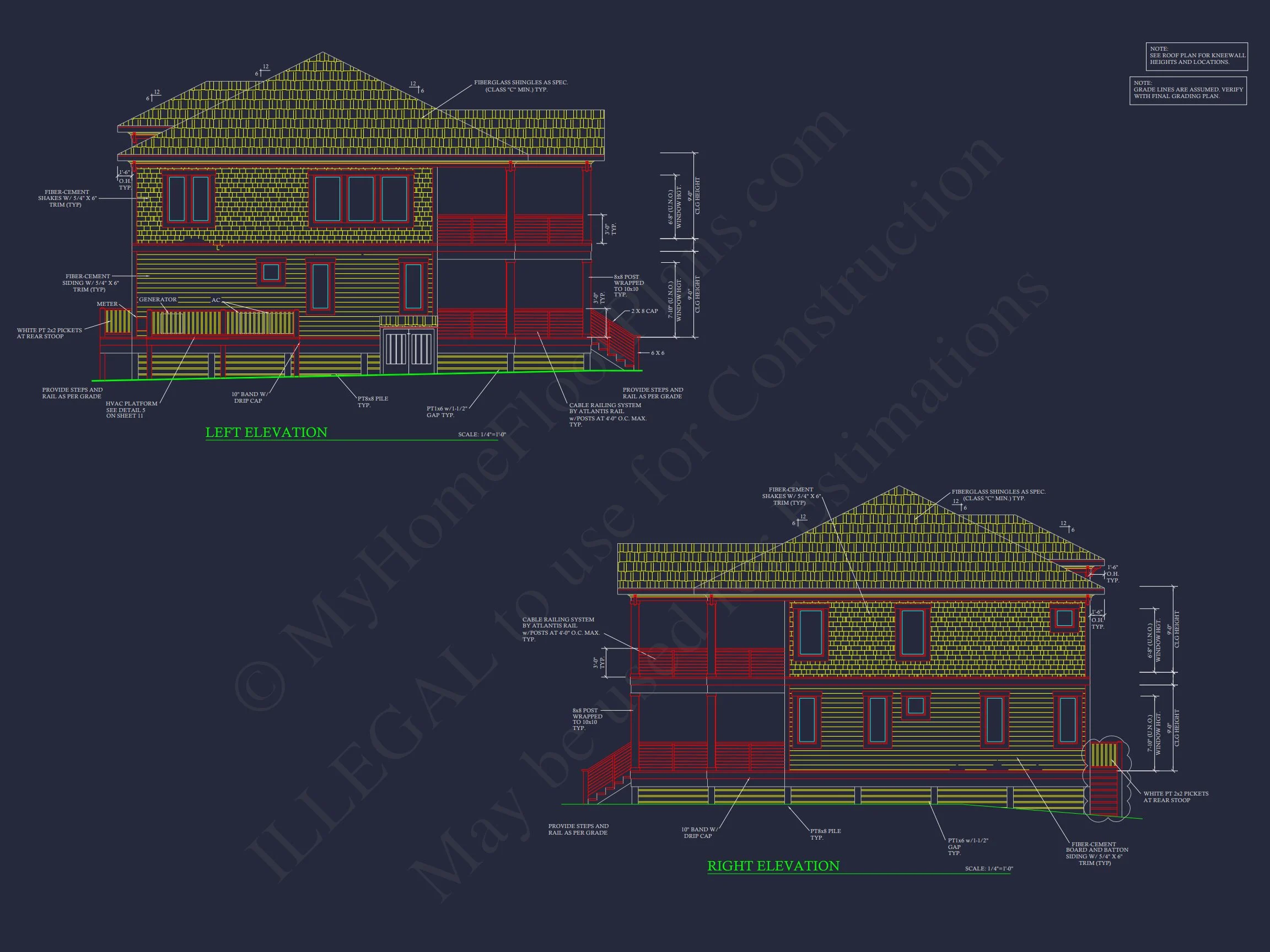 Contemporary Beach house Plan with Blueprint & CAD Designs