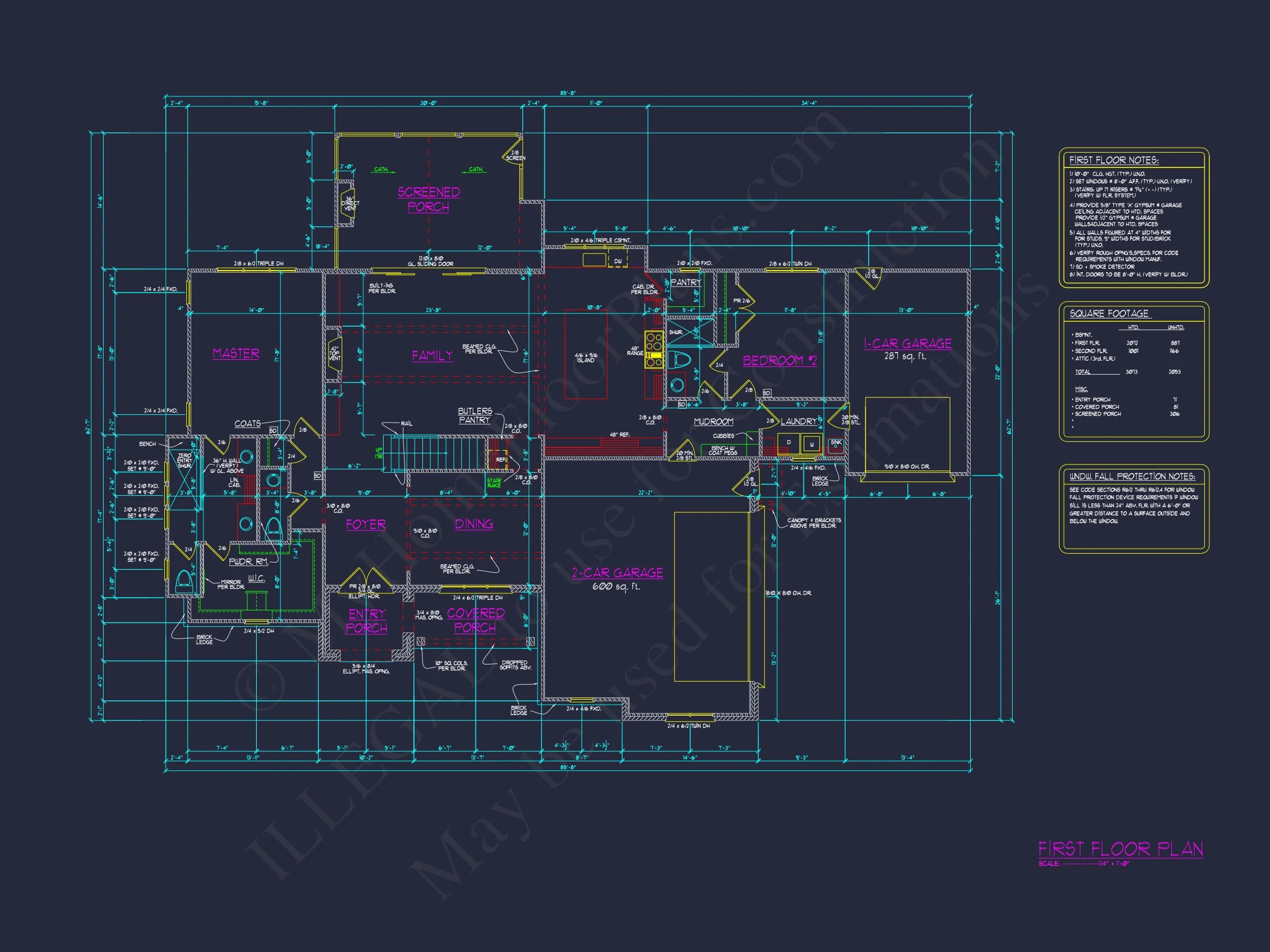 Modern Suburban house Plan with Open Floor Design and CAD Blueprint