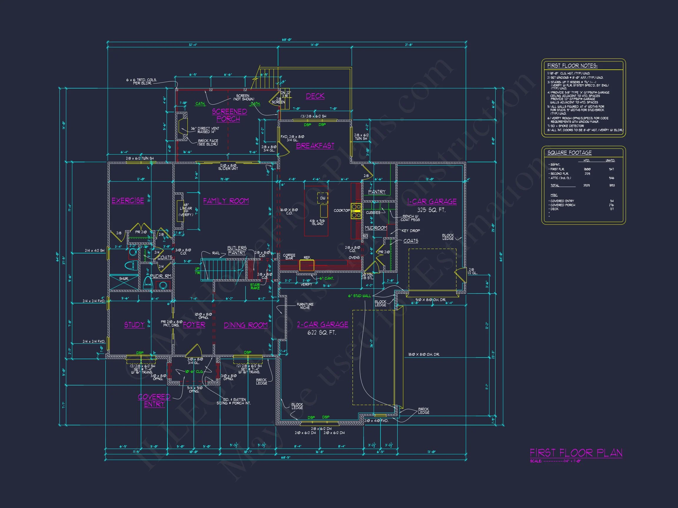 Spacious Farmhouse house Plan with Detailed Floor Blueprint