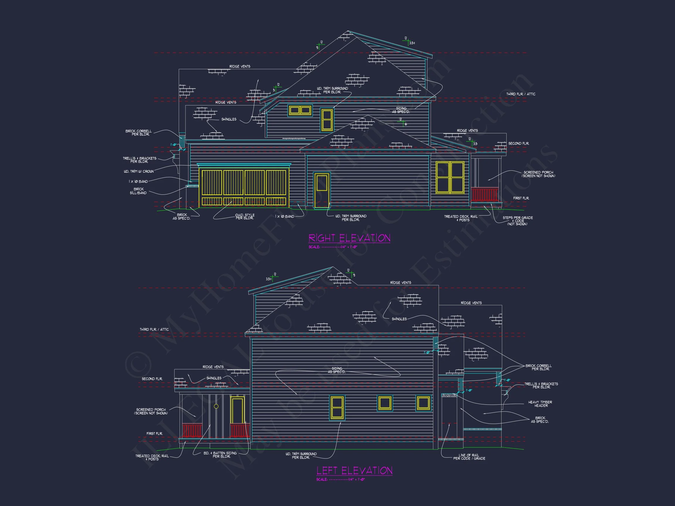 Classic 2-Story house Plan with CAD Floor Designs & Blueprint