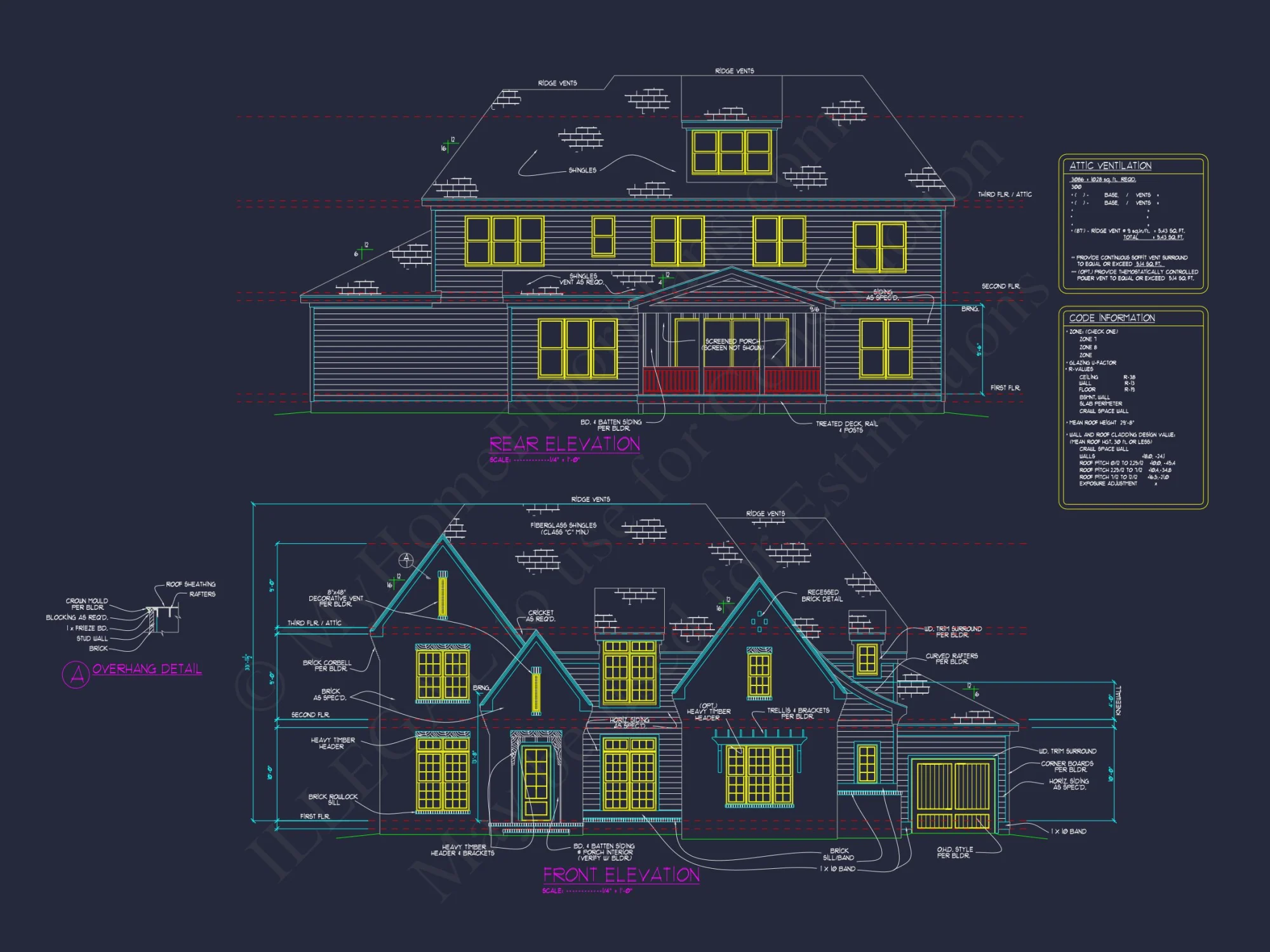 Classic 2-Story house Plan with CAD Floor Designs & Blueprint