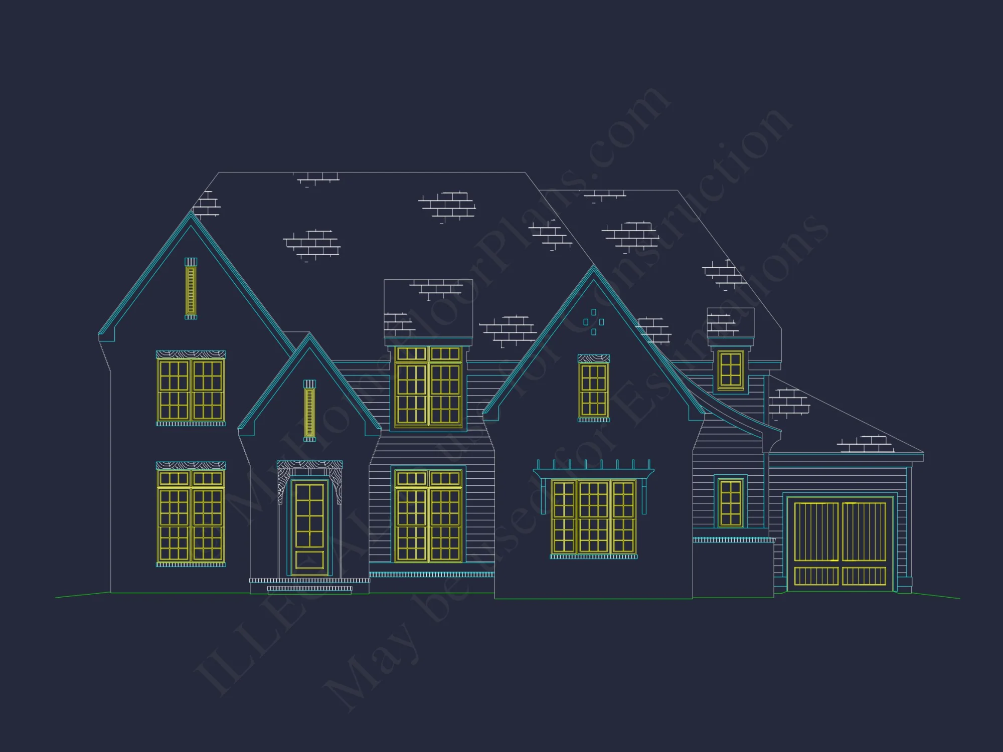 Classic 2-Story house Plan with CAD Floor Designs & Blueprint
