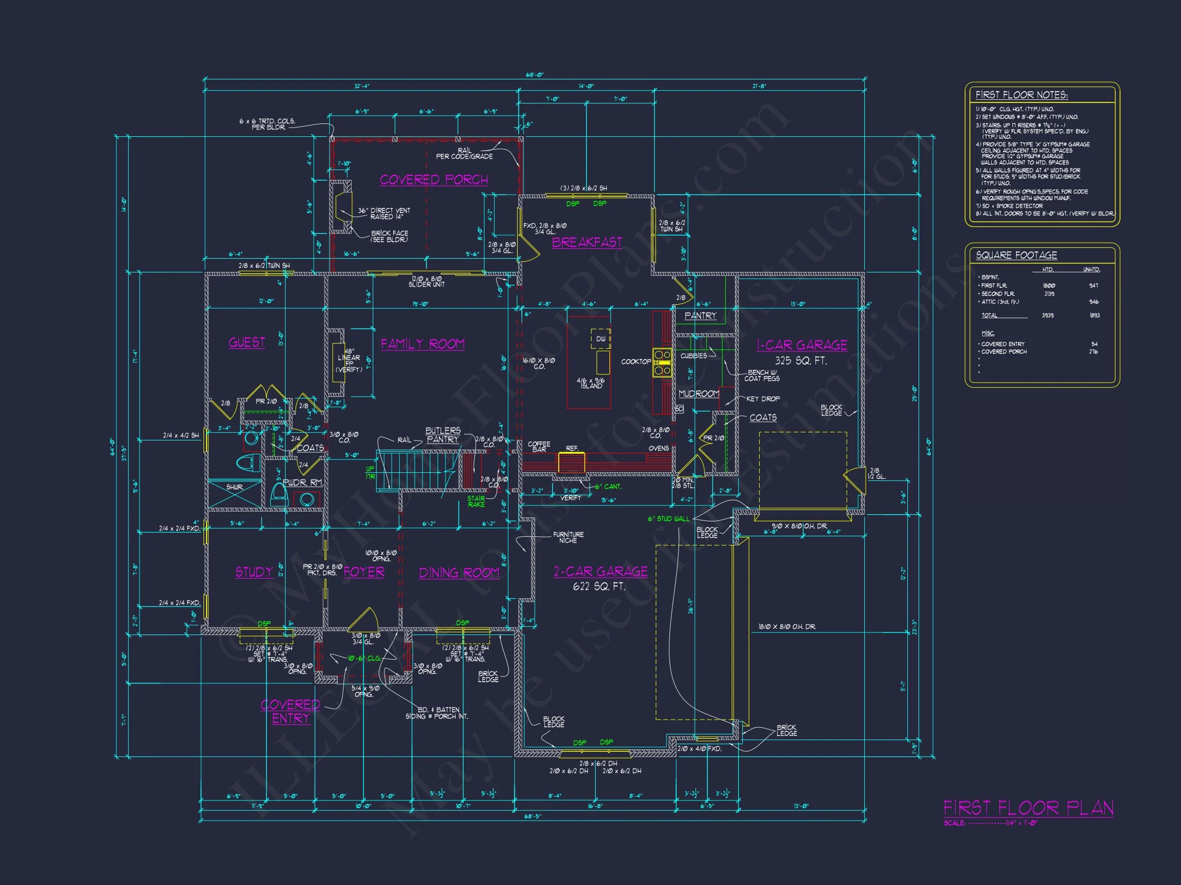 Modern Suburban house Plan with Detailed Blueprint Designs
