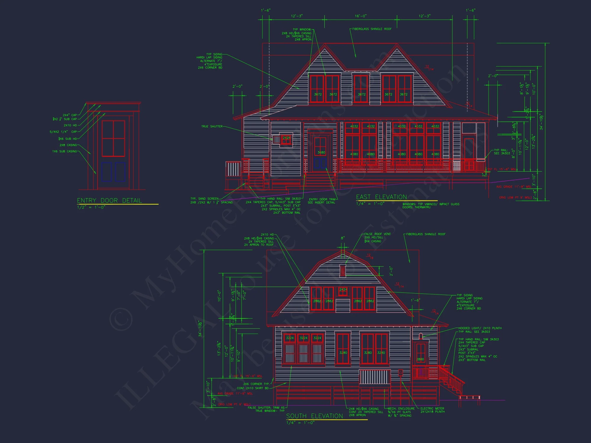Architectural house Design Blueprint with 2 Floors and CAD