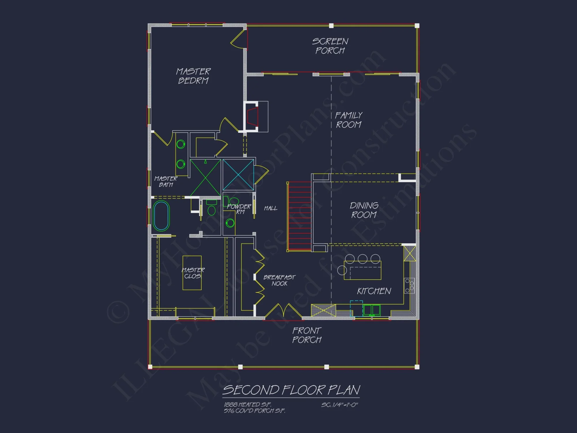 Custom Coastal house Floor Plan with CAD Designs and Blueprints
