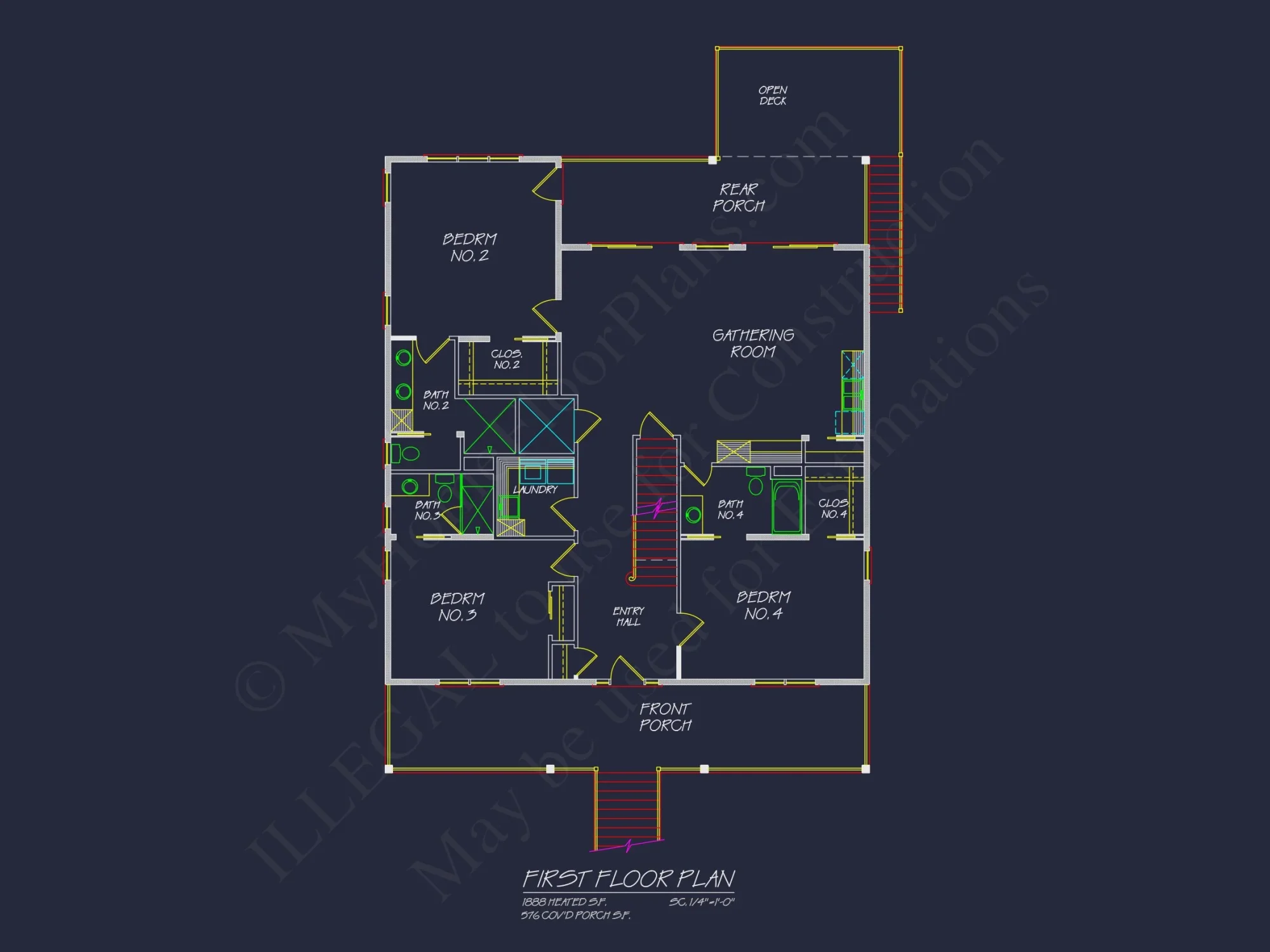 Custom Coastal house Floor Plan with CAD Designs and Blueprints
