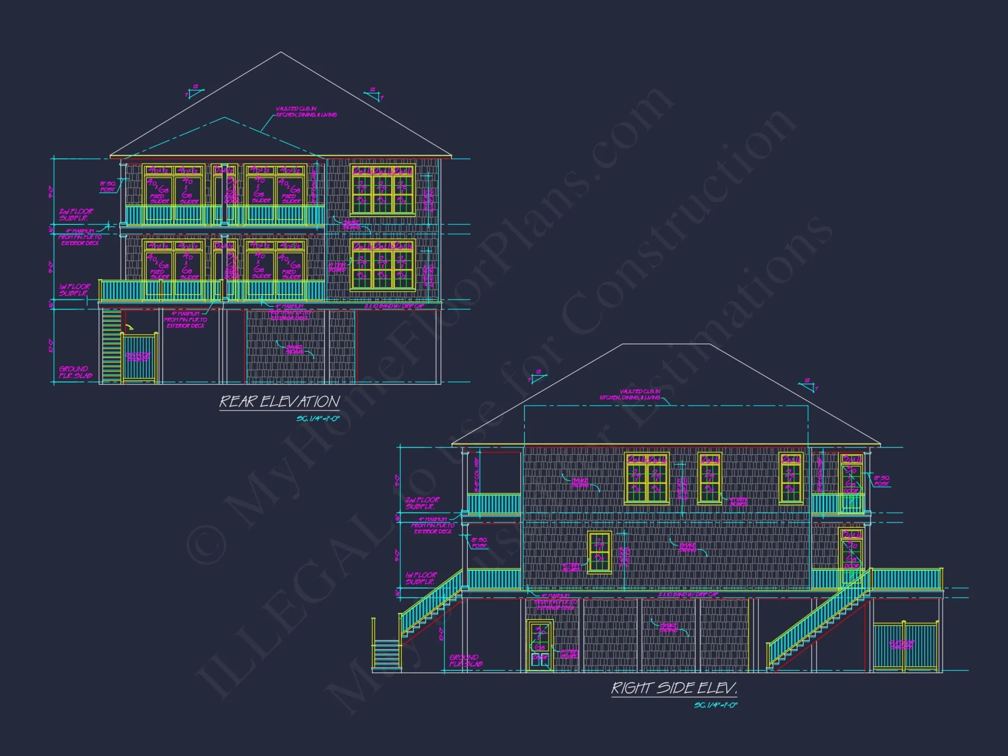 Custom Coastal house Floor Plan with CAD Designs and Blueprints