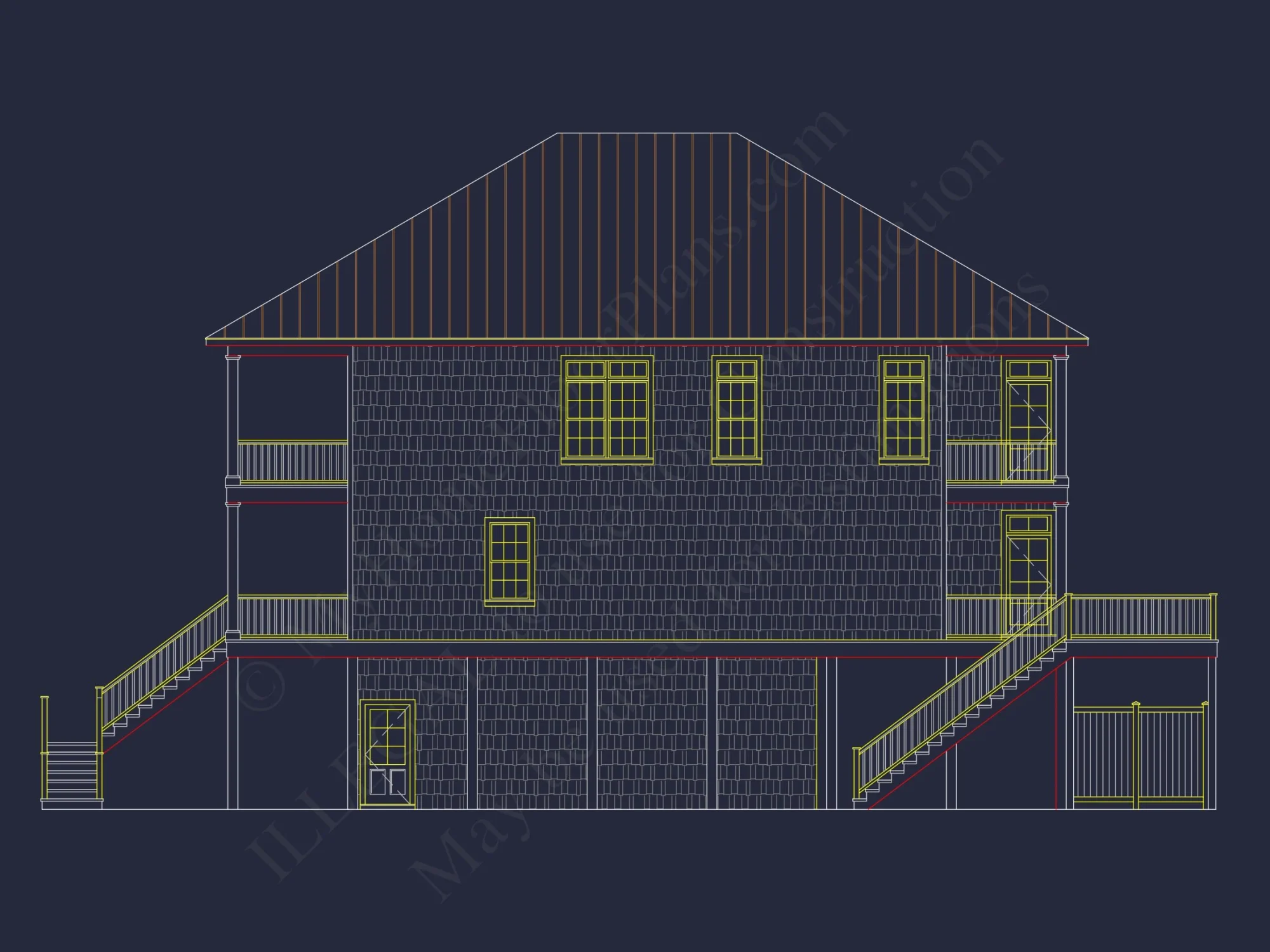 Custom Coastal house Floor Plan with CAD Designs and Blueprints