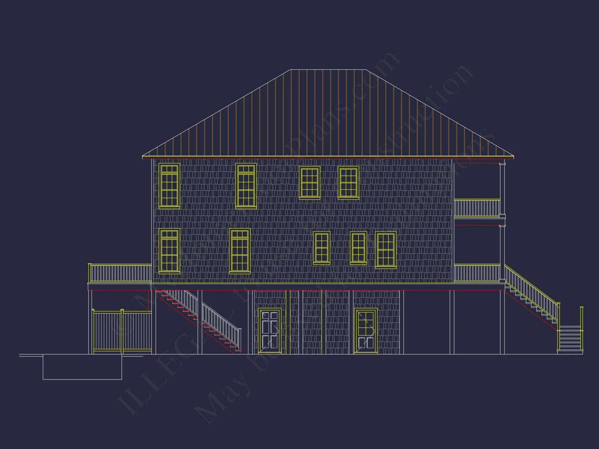 Custom Coastal house Floor Plan with CAD Designs and Blueprints
