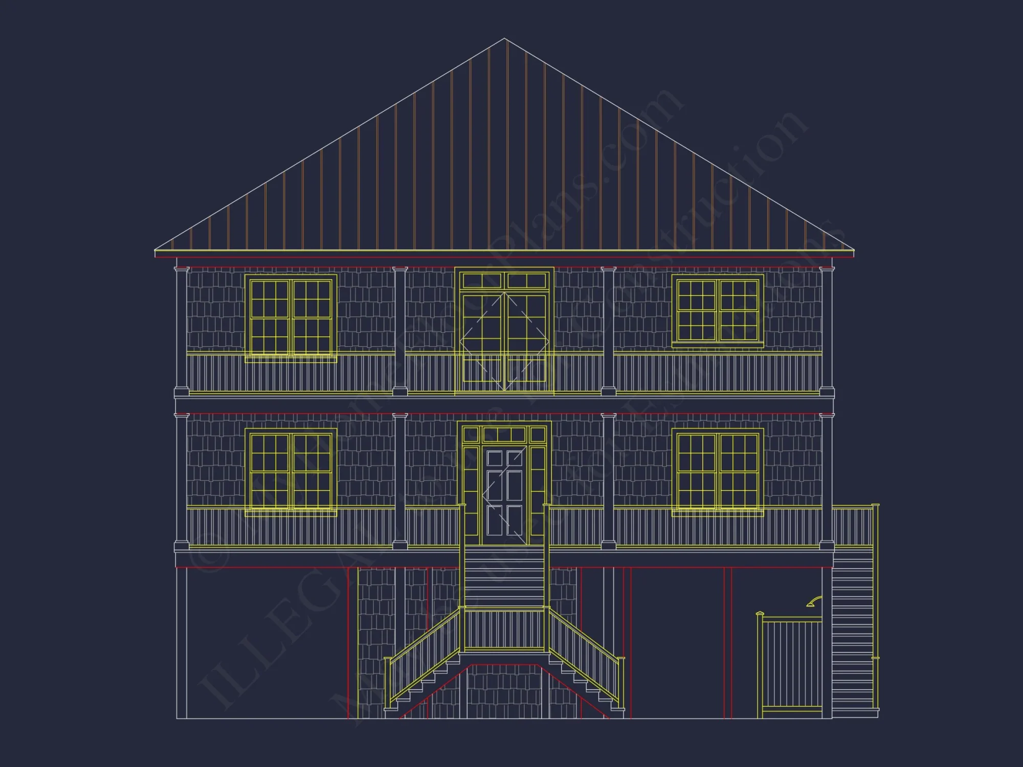 Custom Coastal house Floor Plan with CAD Designs and Blueprints