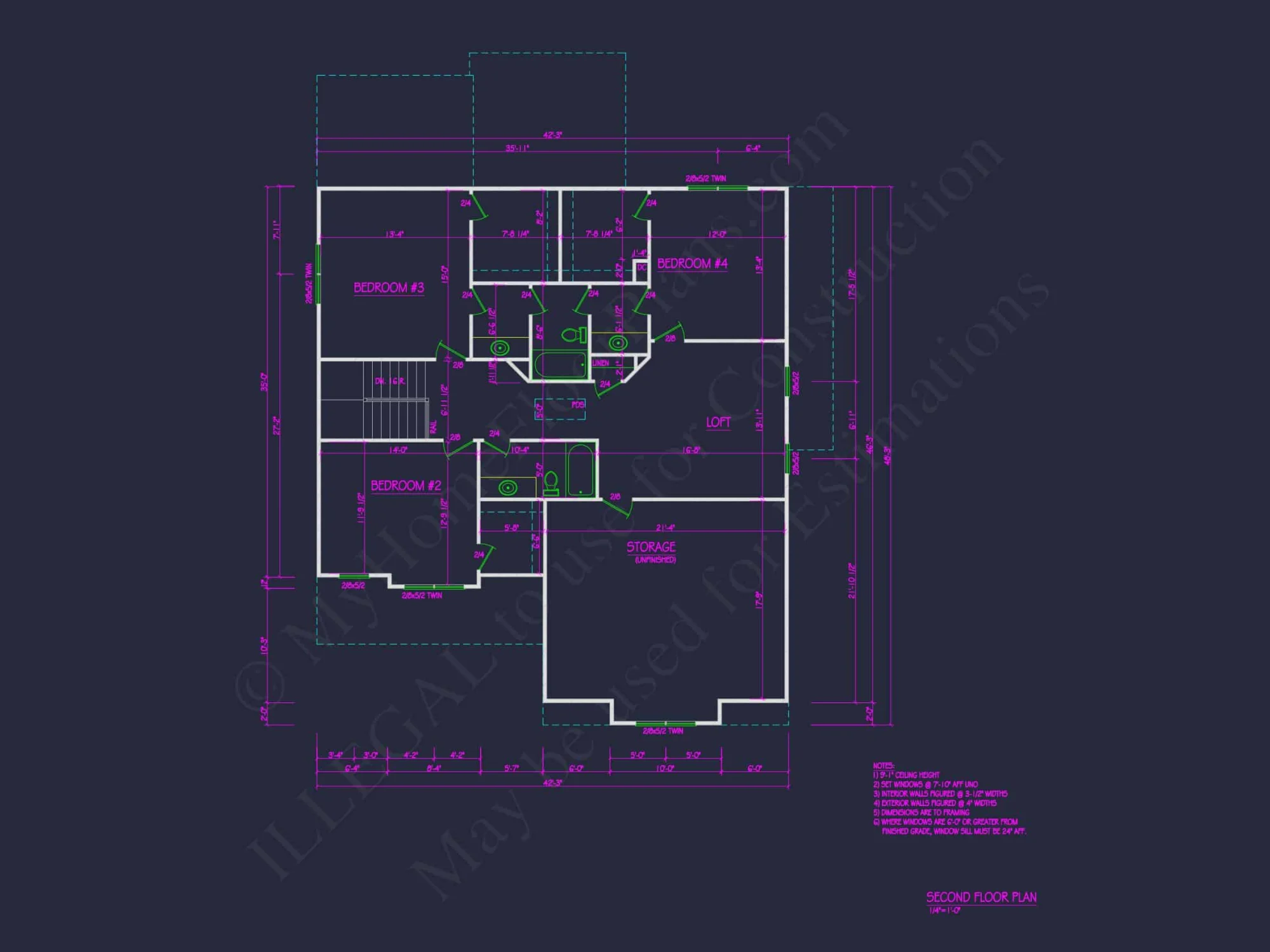Modern Architectural house Plan with 2 Floors and 4 Beds