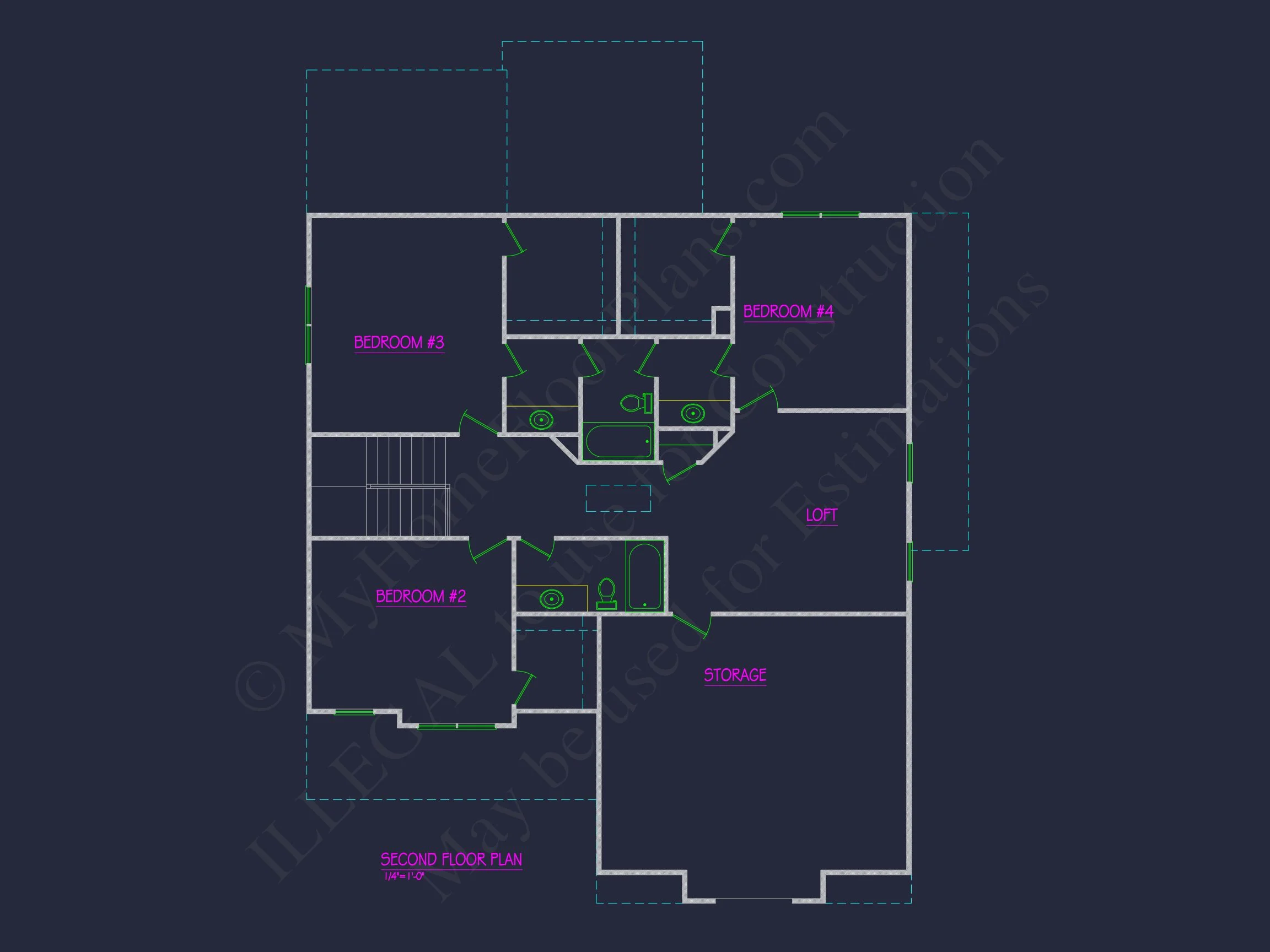 Modern Architectural house Plan with 2 Floors and 4 Beds