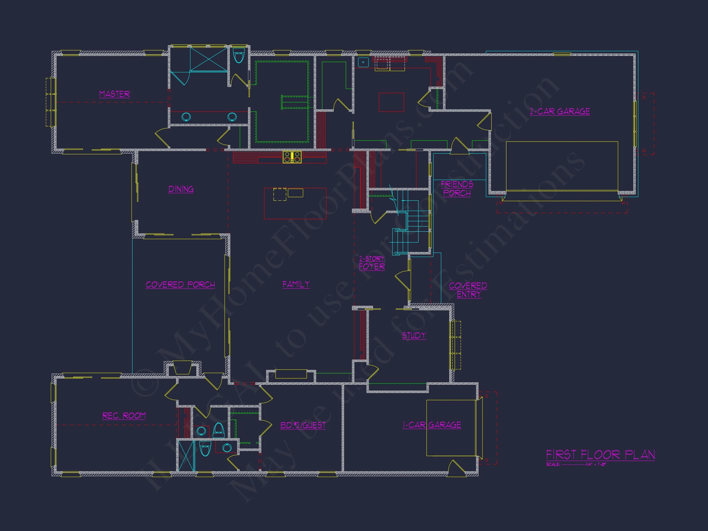 Modern Craftsman house Plan with 2-Story Blueprint Designs