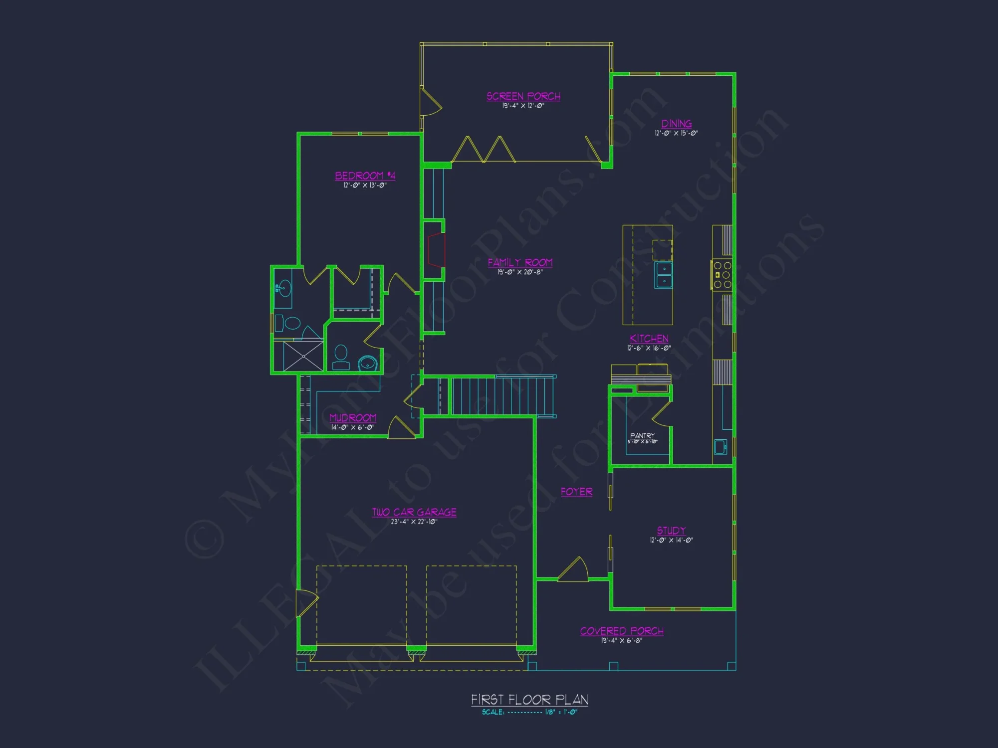 Modern Craftsman house Plan with Open Floor Plan & CAD Design