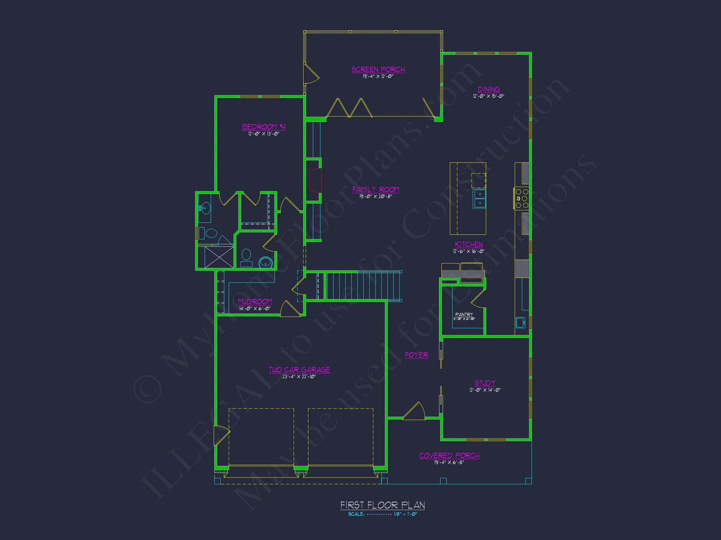 Modern Craftsman house Plan with Open Floor Plan & CAD Design