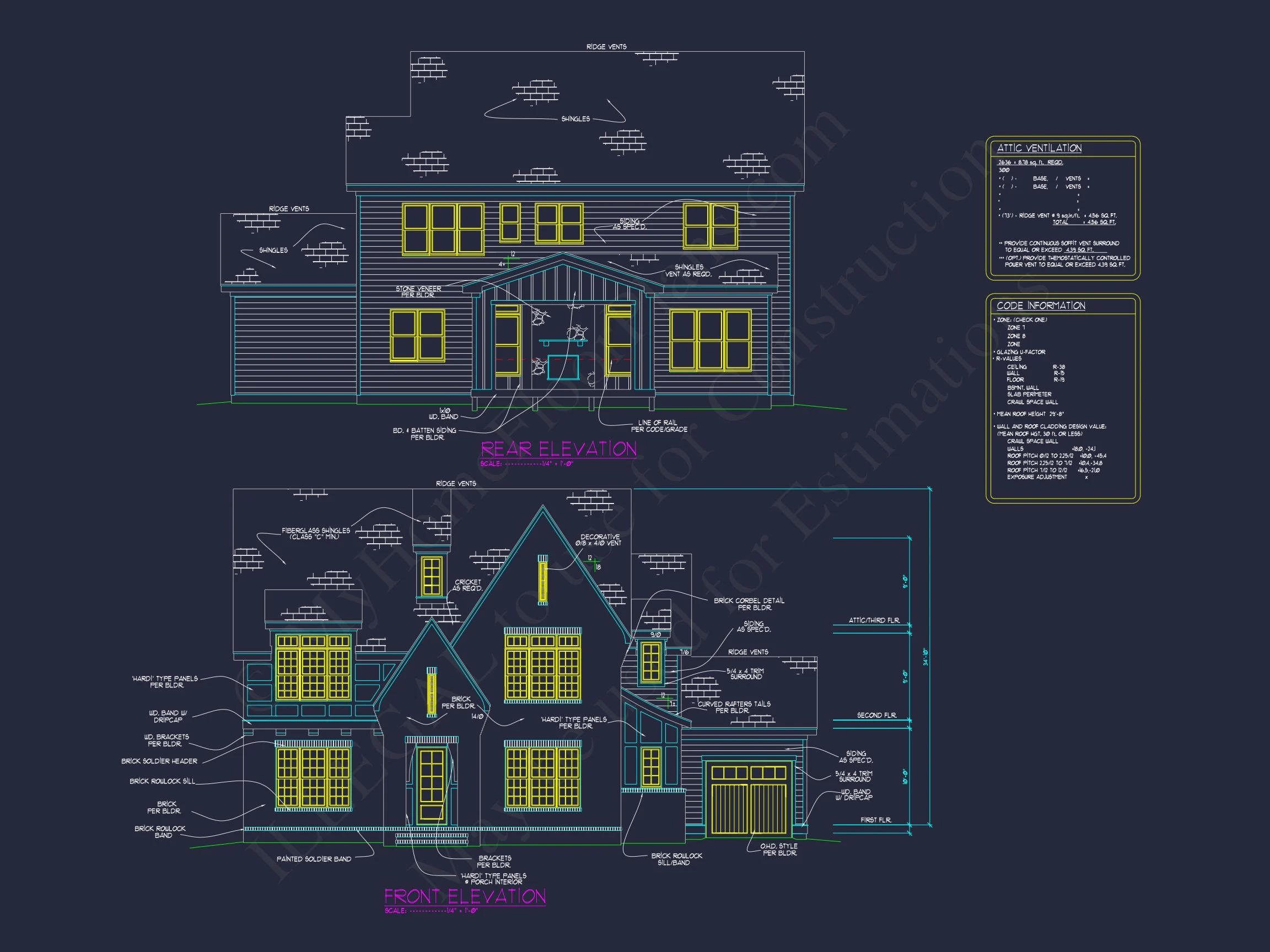 Elegant 3-Story Modern Craftsman house Plan with 5 Bedrooms