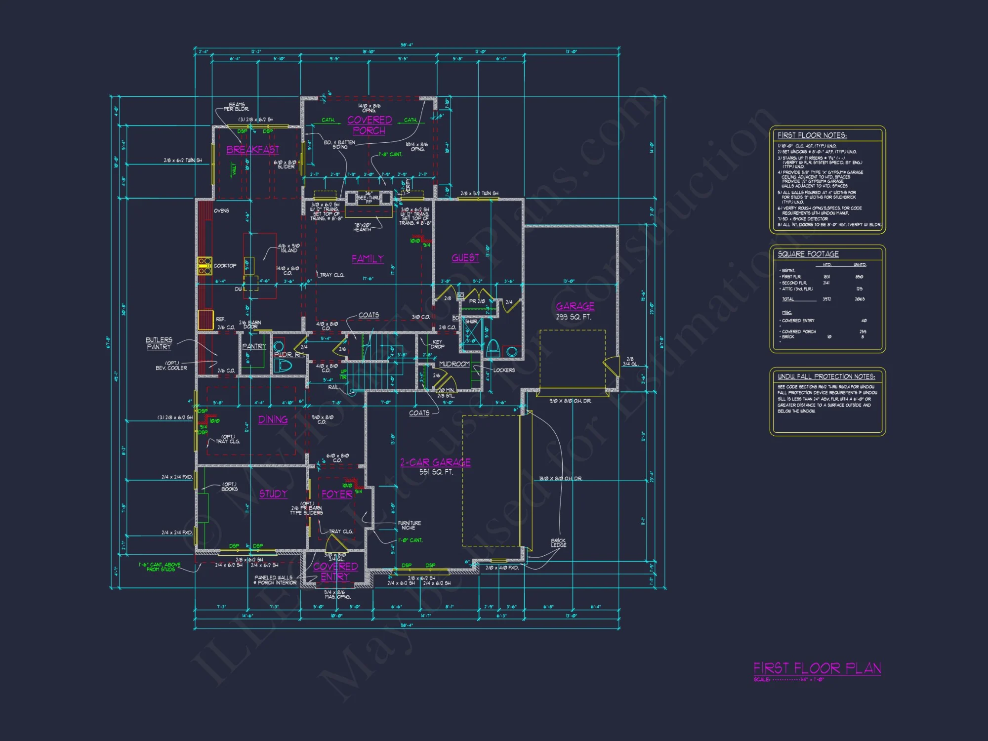 Farmhouse house Floor Plan with CAD Blueprint Designs