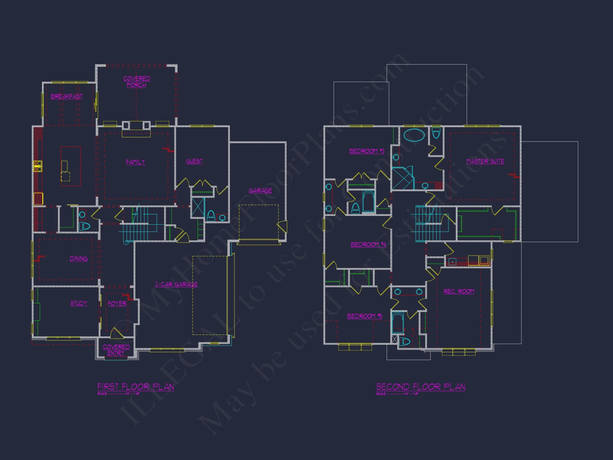 Farmhouse house Floor Plan with CAD Blueprint Designs