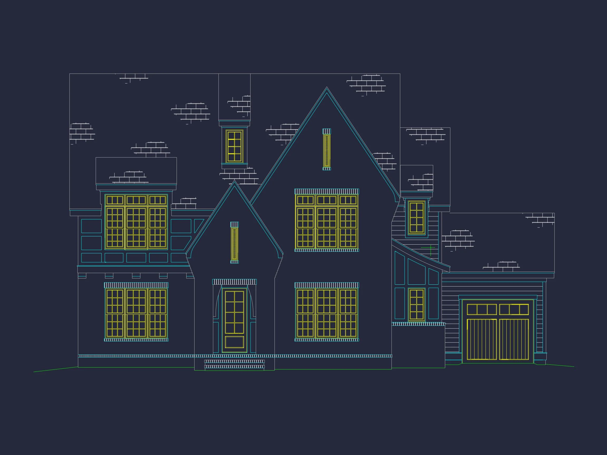 Farmhouse house Floor Plan with CAD Blueprint Designs