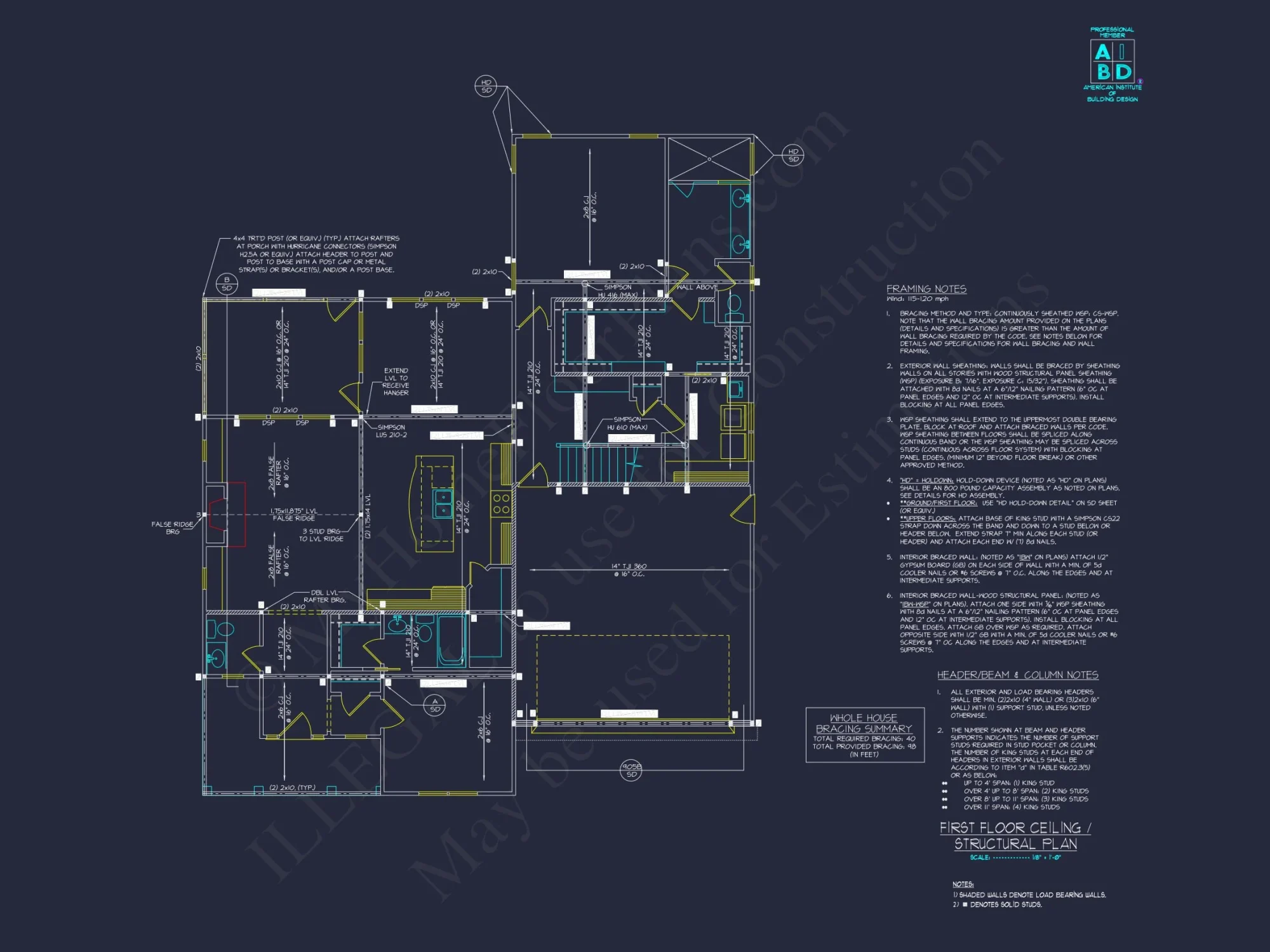 Modern house Architectural CAD Plan with 2 Floors & 4 Beds