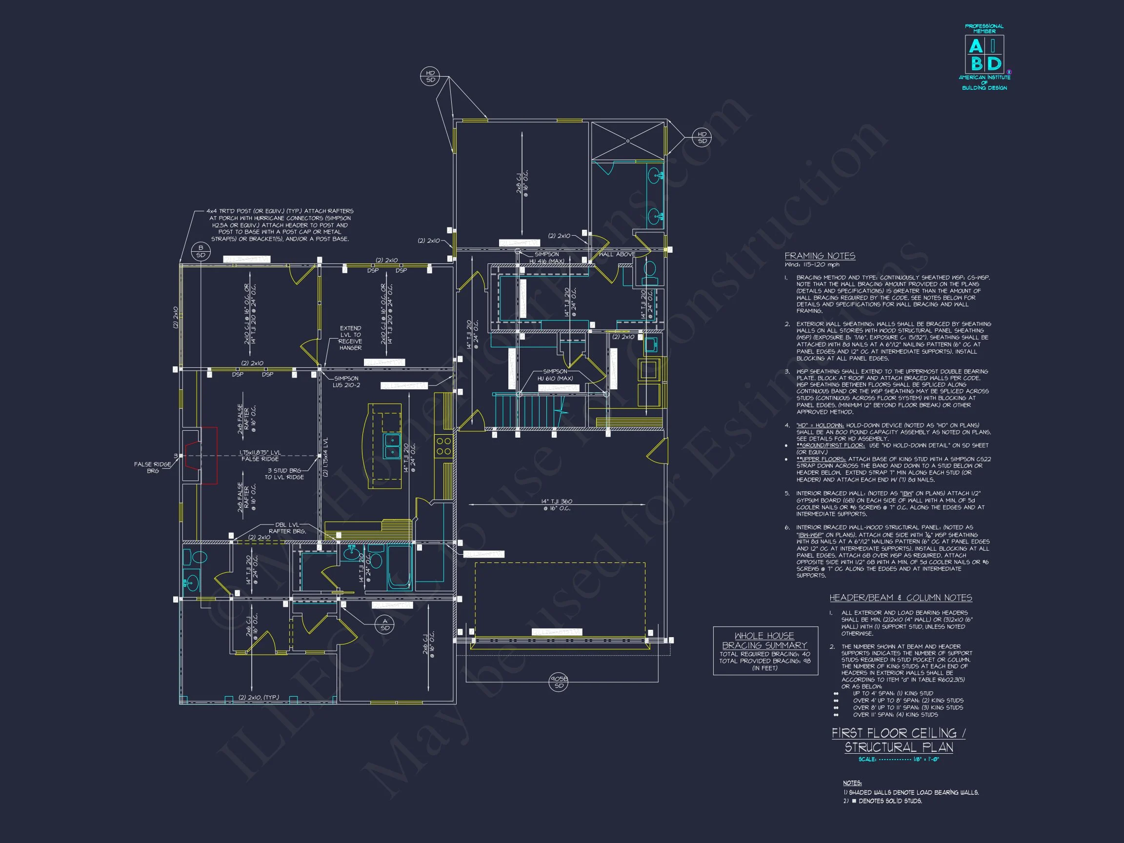 Modern house Architectural CAD Plan with 2 Floors & 4 Beds