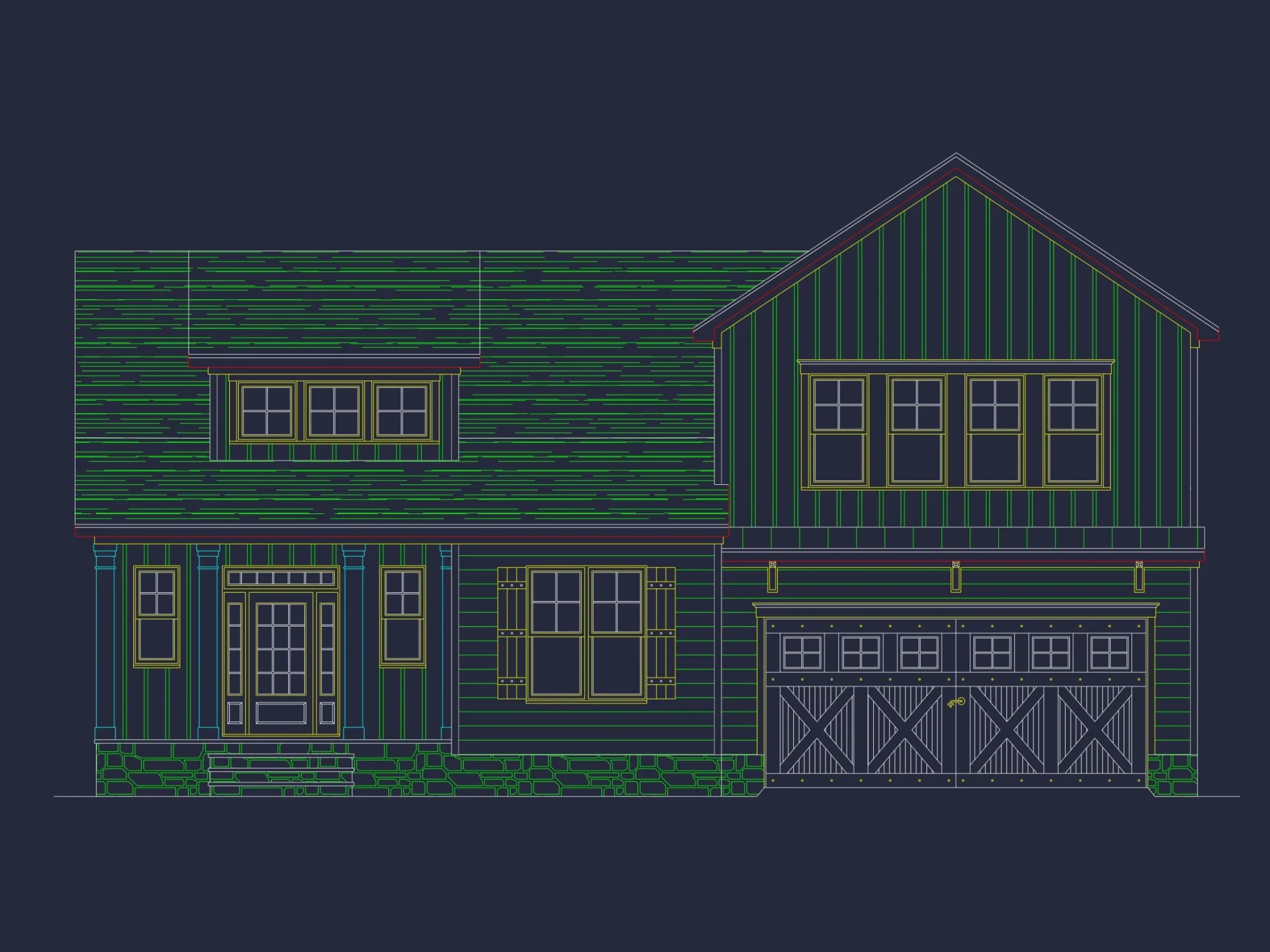 Modern house Architectural CAD Plan with 2 Floors & 4 Beds