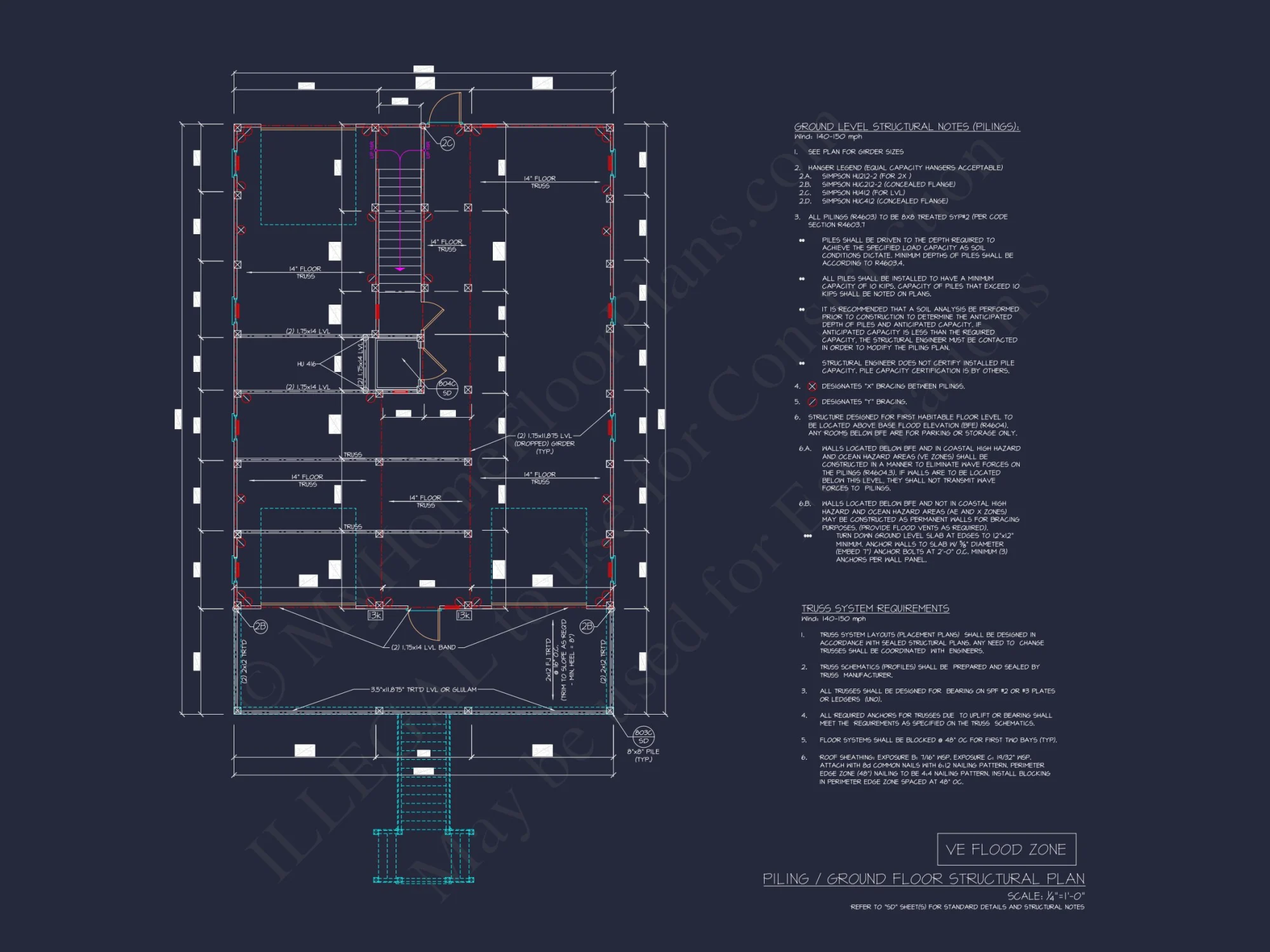 Luxury Beach house Plan with 4 Bedrooms, 3 Stories, CAD Designs