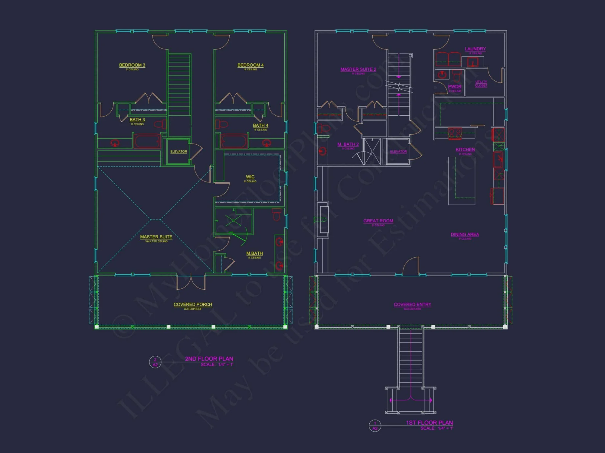 Luxury Beach house Plan with 4 Bedrooms, 3 Stories, CAD Designs